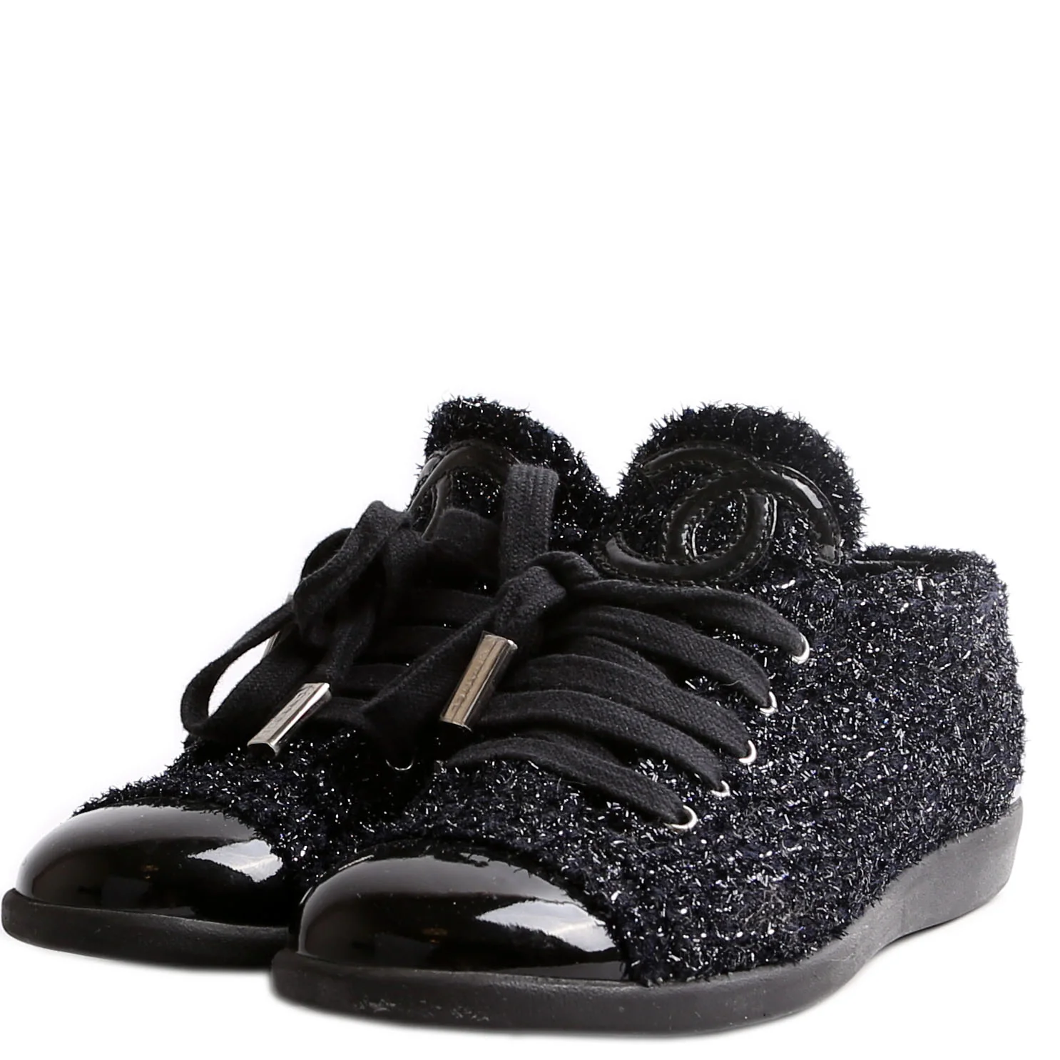 Tweed/Patent Cap Toe Trainers Size 35.5
