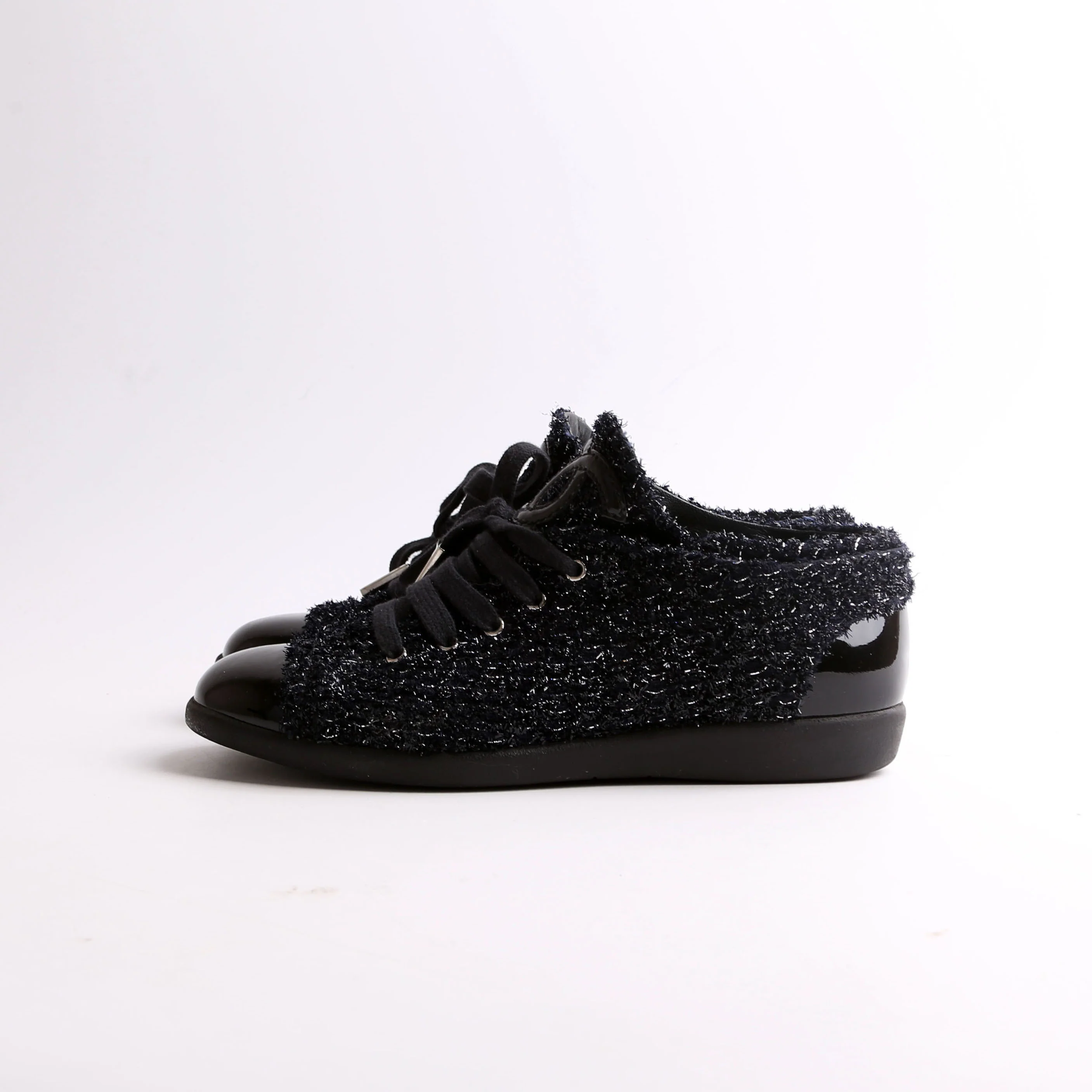 Tweed/Patent Cap Toe Trainers Size 35.5 - Image 2