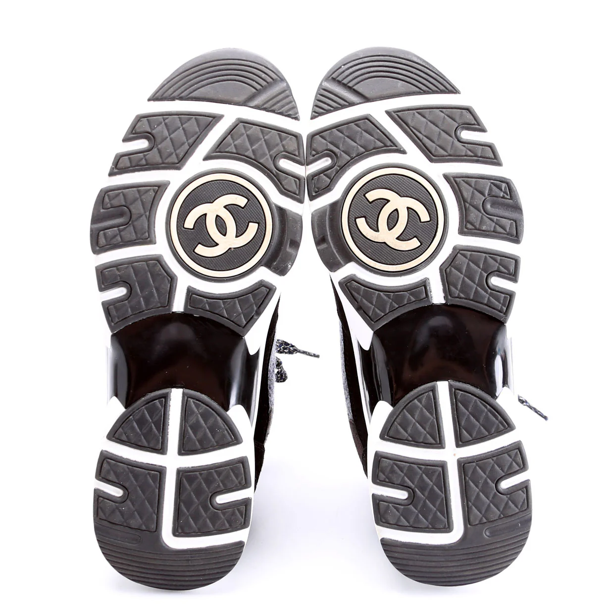 Tweed/Suede CC Trainers Size 38.5 Black/Gray/White - Image 6
