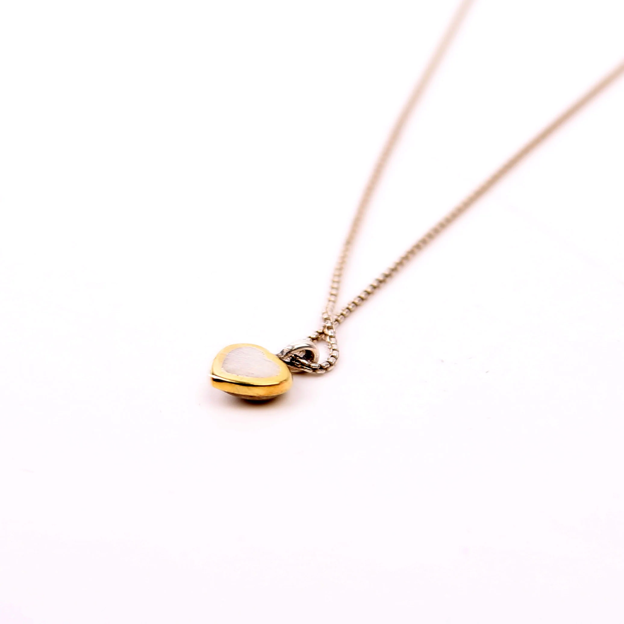 Two-Tone Sculpted Heart Pendant 925/750 Silver - Image 5