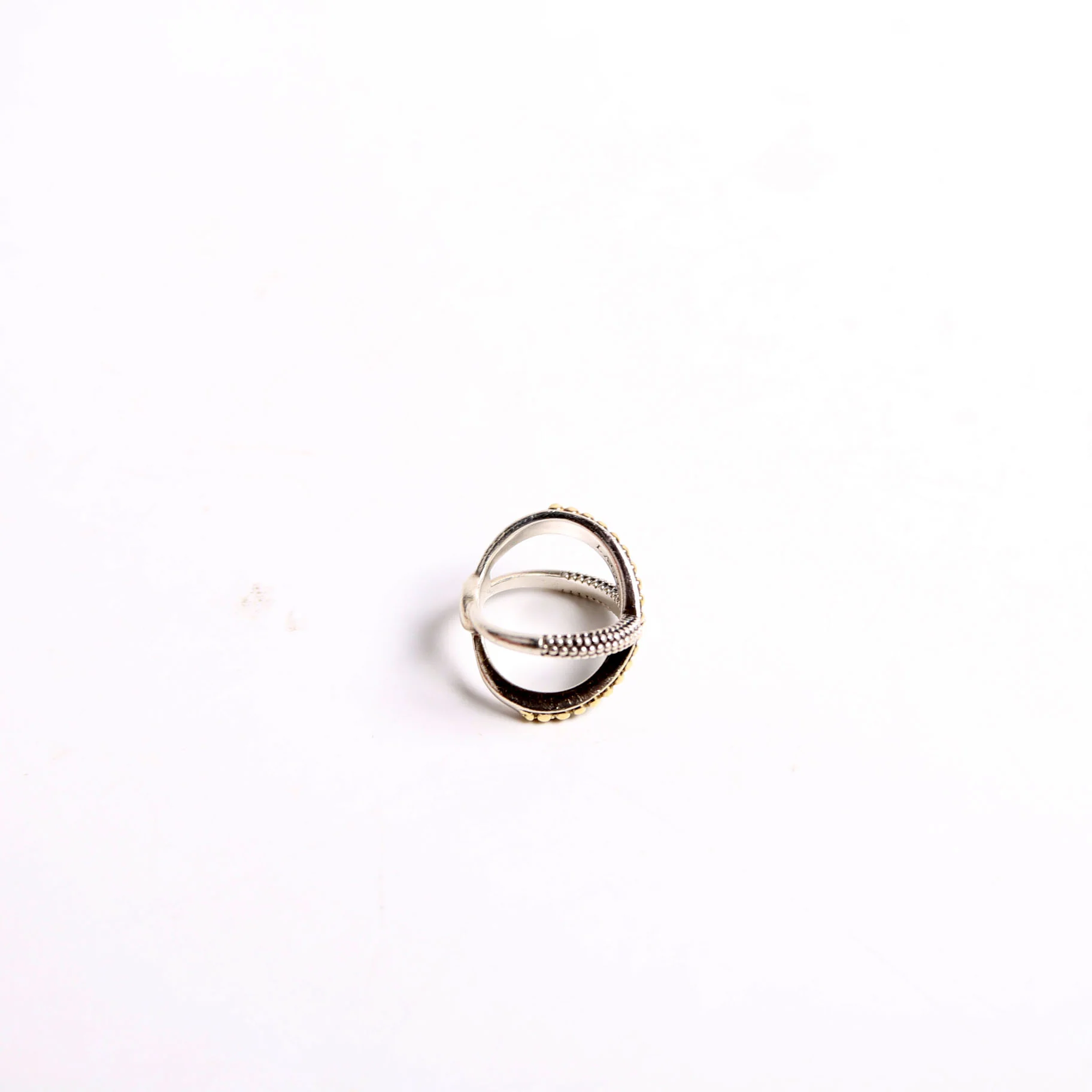 Two-Tone X Beaded Ring Size 7 925/750 - Image 4