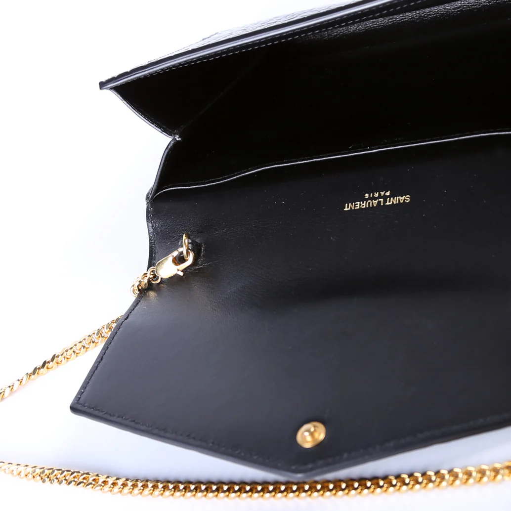 Uptown Chain Wallet Croc Embossed 607788 Black - Image 10