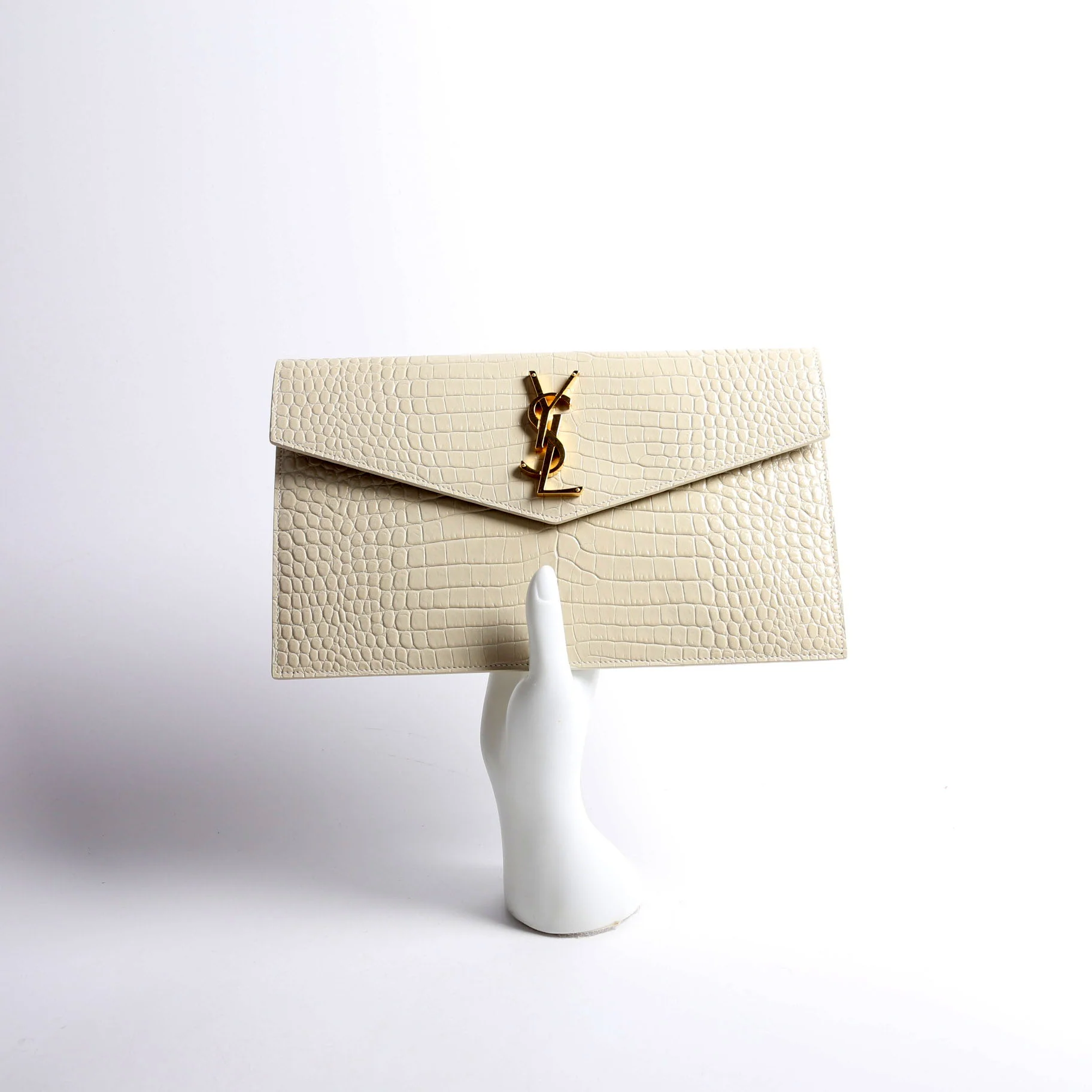 Uptown Pouch Croc Embossed 565739 Cream - Image 7