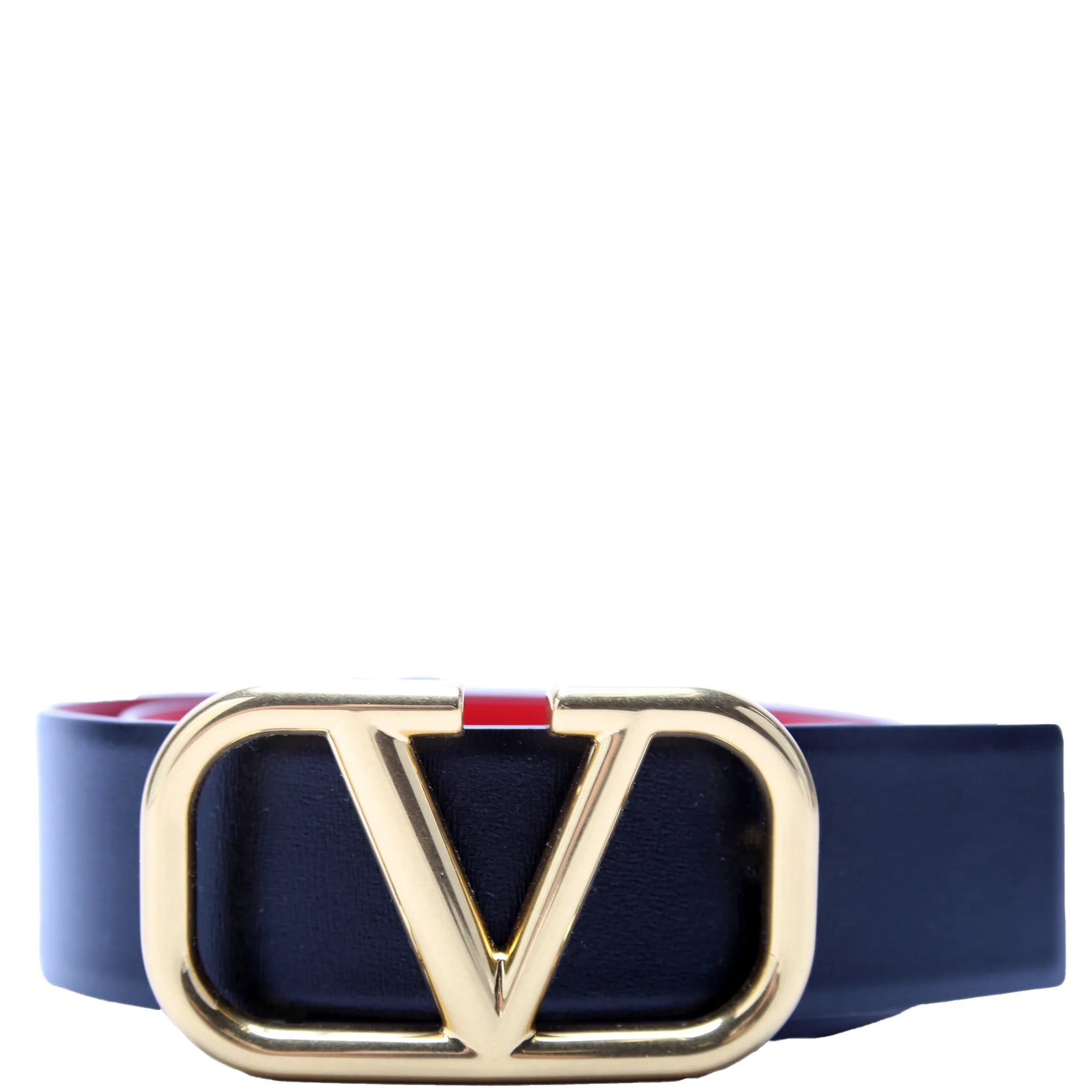 V Logo Signature 40MM Reversible Leather Belt Size 70/28 Black/Red