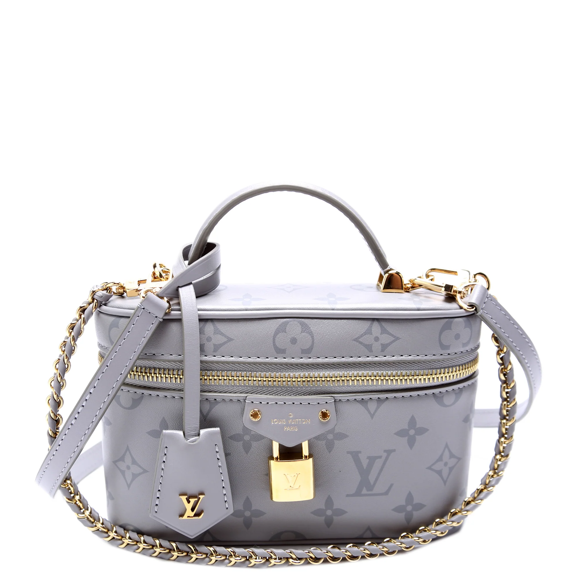 Vanity Chain Pouch Calfskin Monogram Grey