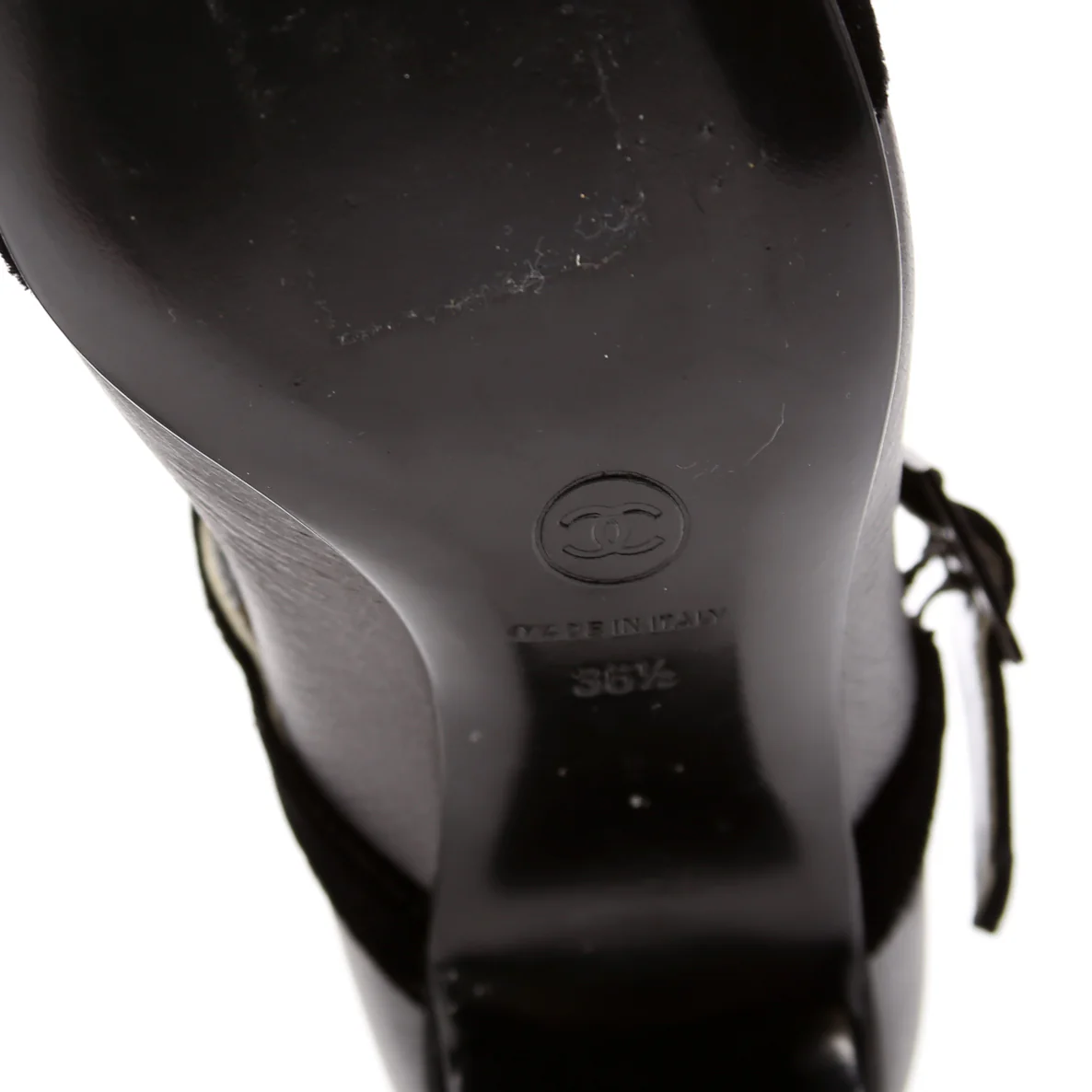 Velvet Cap Toe Mary-Jane Mid Heels Size 36.5 Black/Grey - Image 7