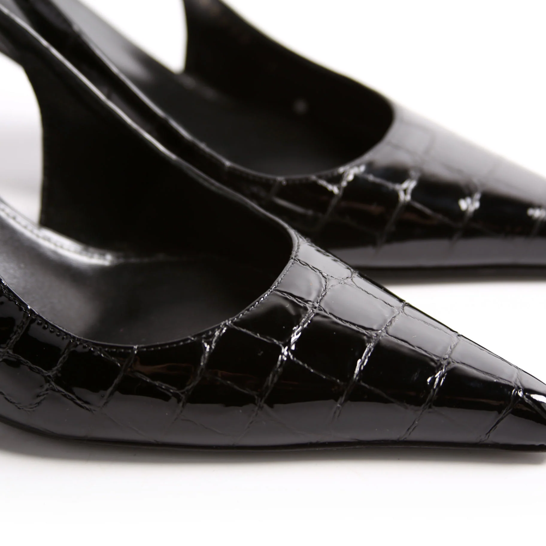 Vendome Crocodile Embossed Pointed Toe Slingback Kitten Heels Size 38 - Image 12