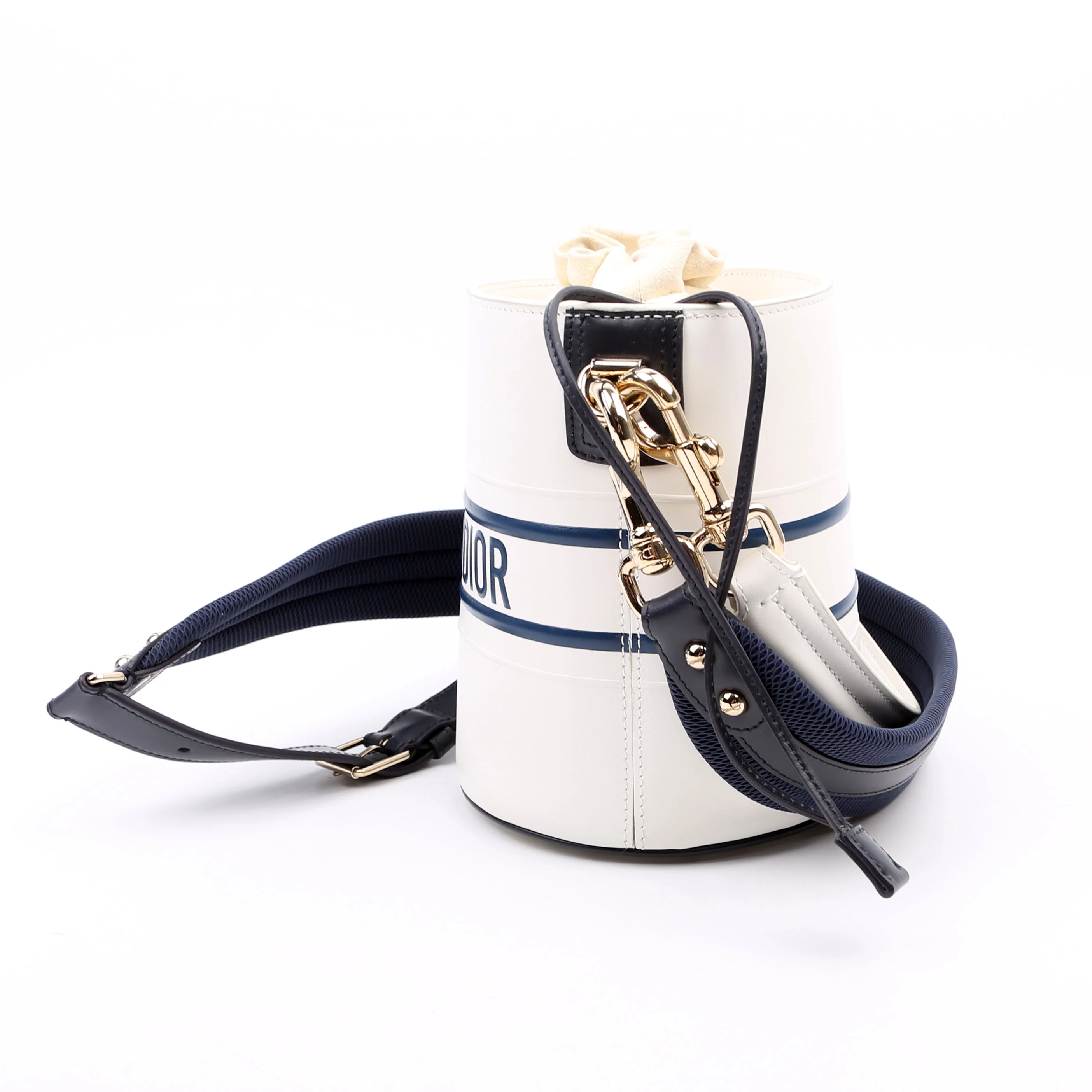 Vibe Bucket Bag Calfskin Small White/Navy - Image 4