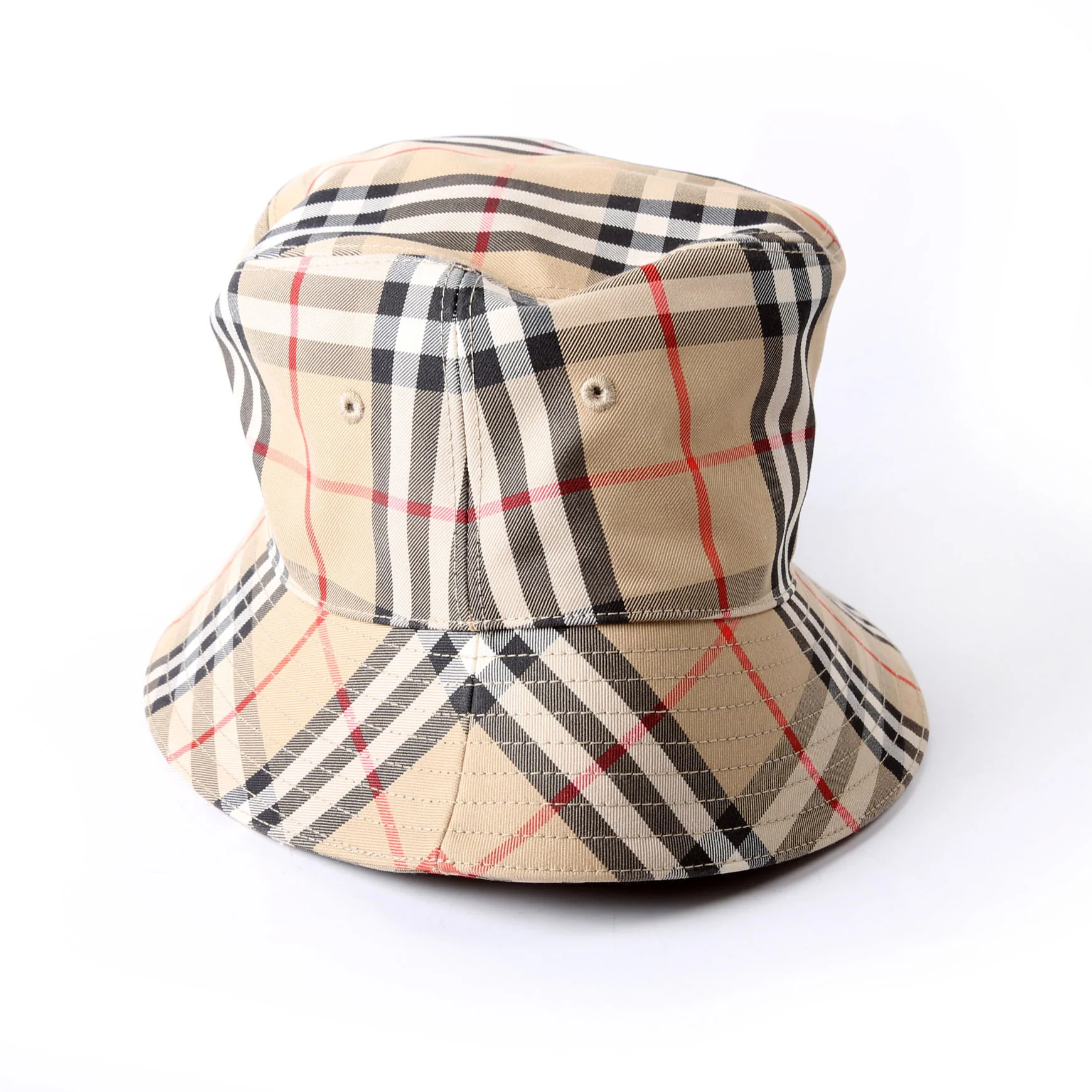 Vintage Check Bucket Hat Size Large Tan - Image 4