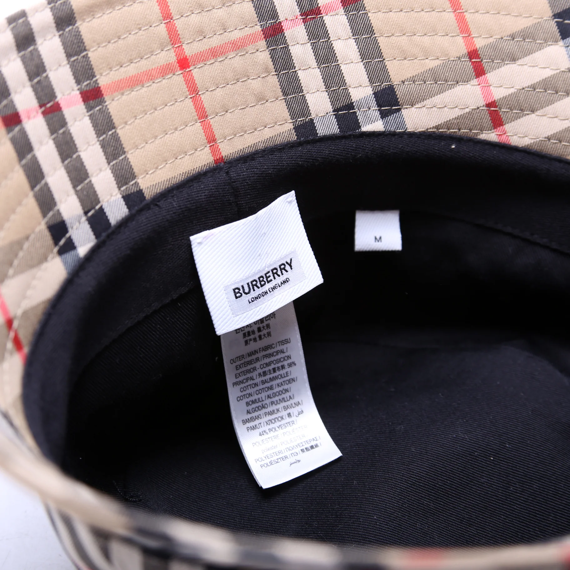 Vintage Check Bucket Hat Size Medium Tan - Image 5