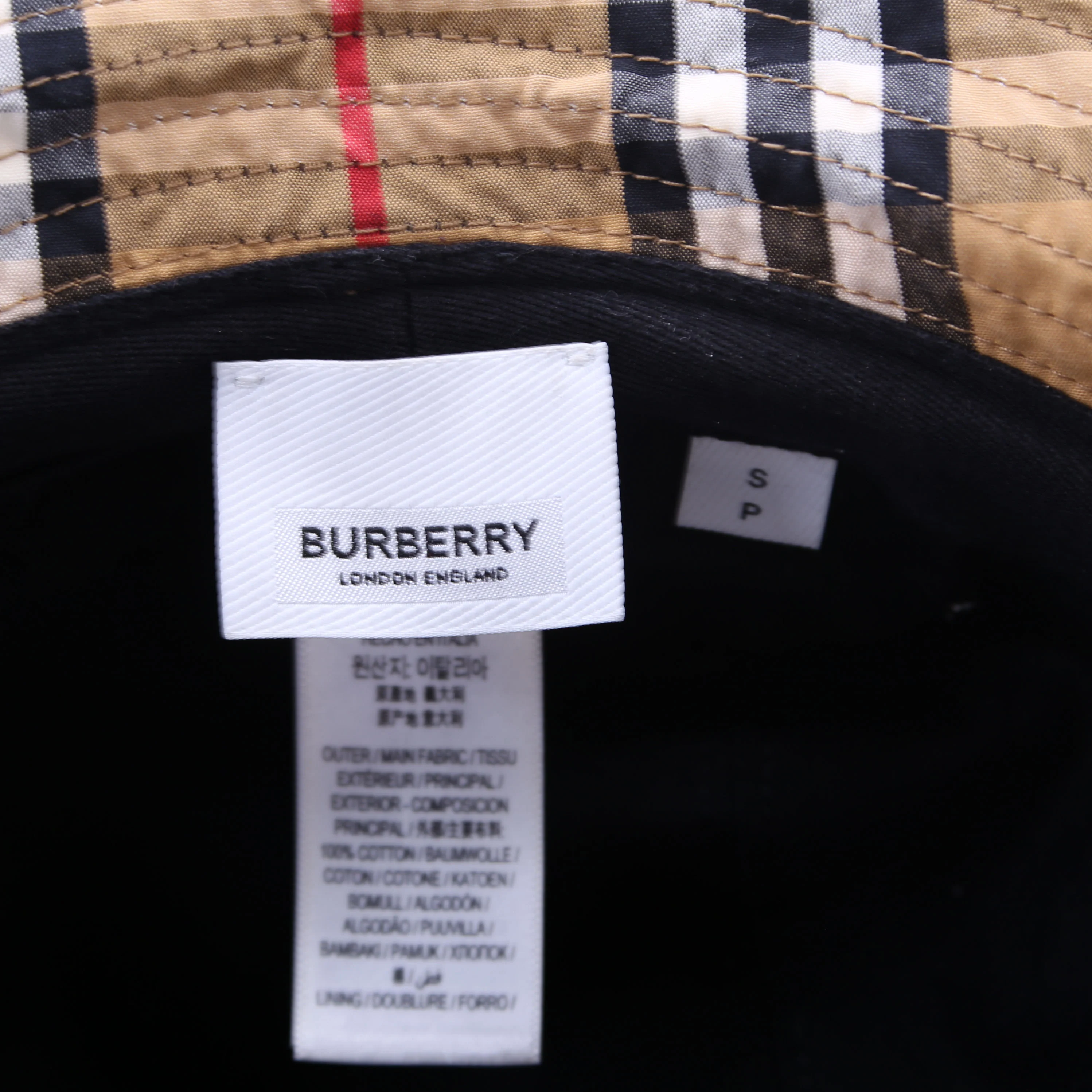 Vintage Check Bucket Hat Size S Tan - Image 6