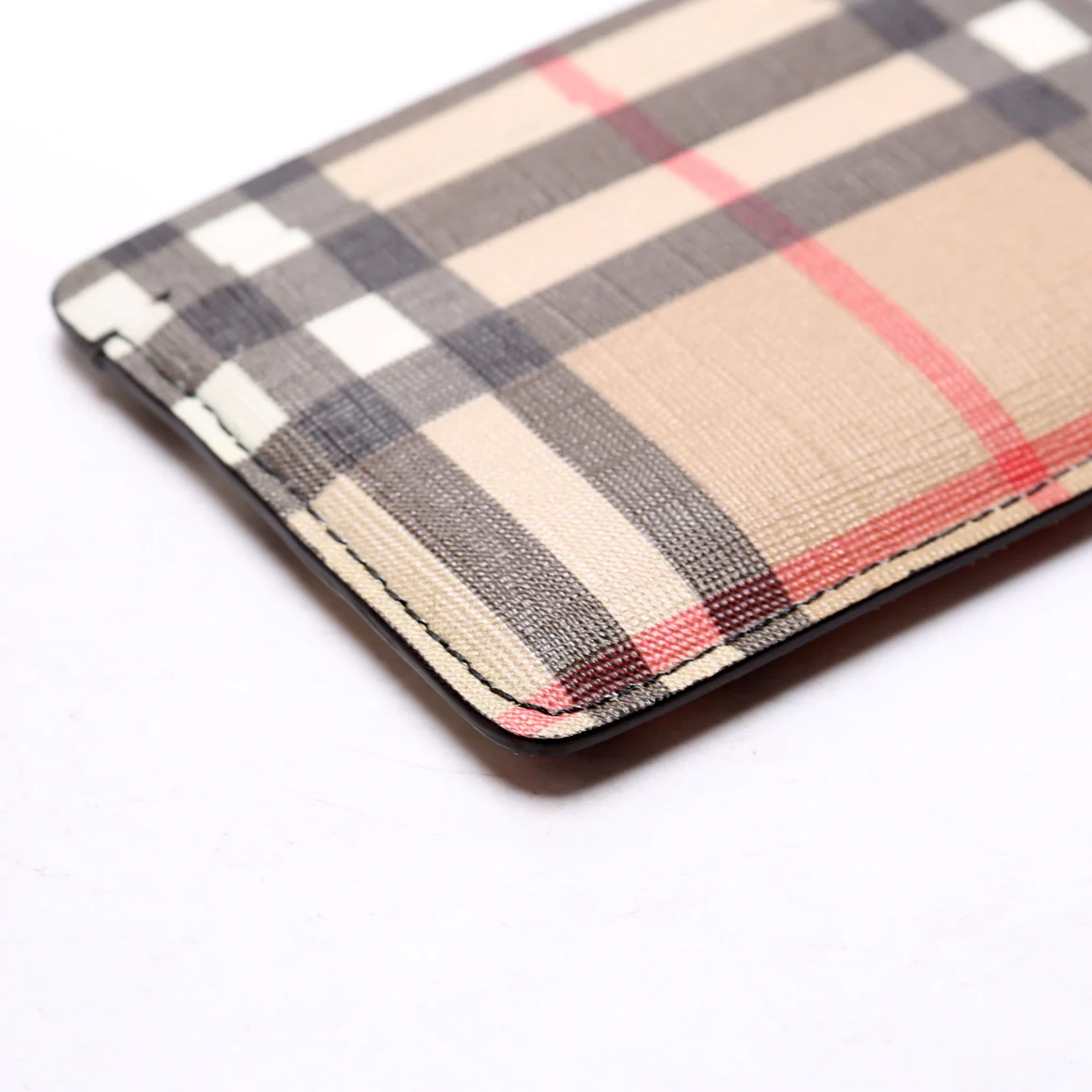 Vintage Check Card Holder Beige/Black - Image 5