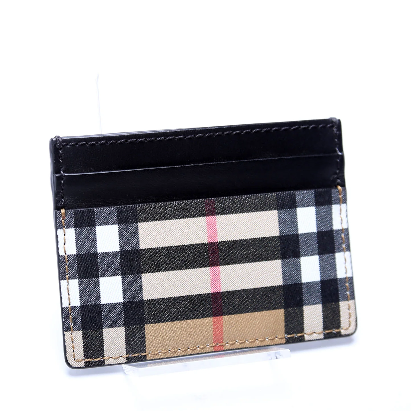 Vintage Check Card Holder Black - Image 2