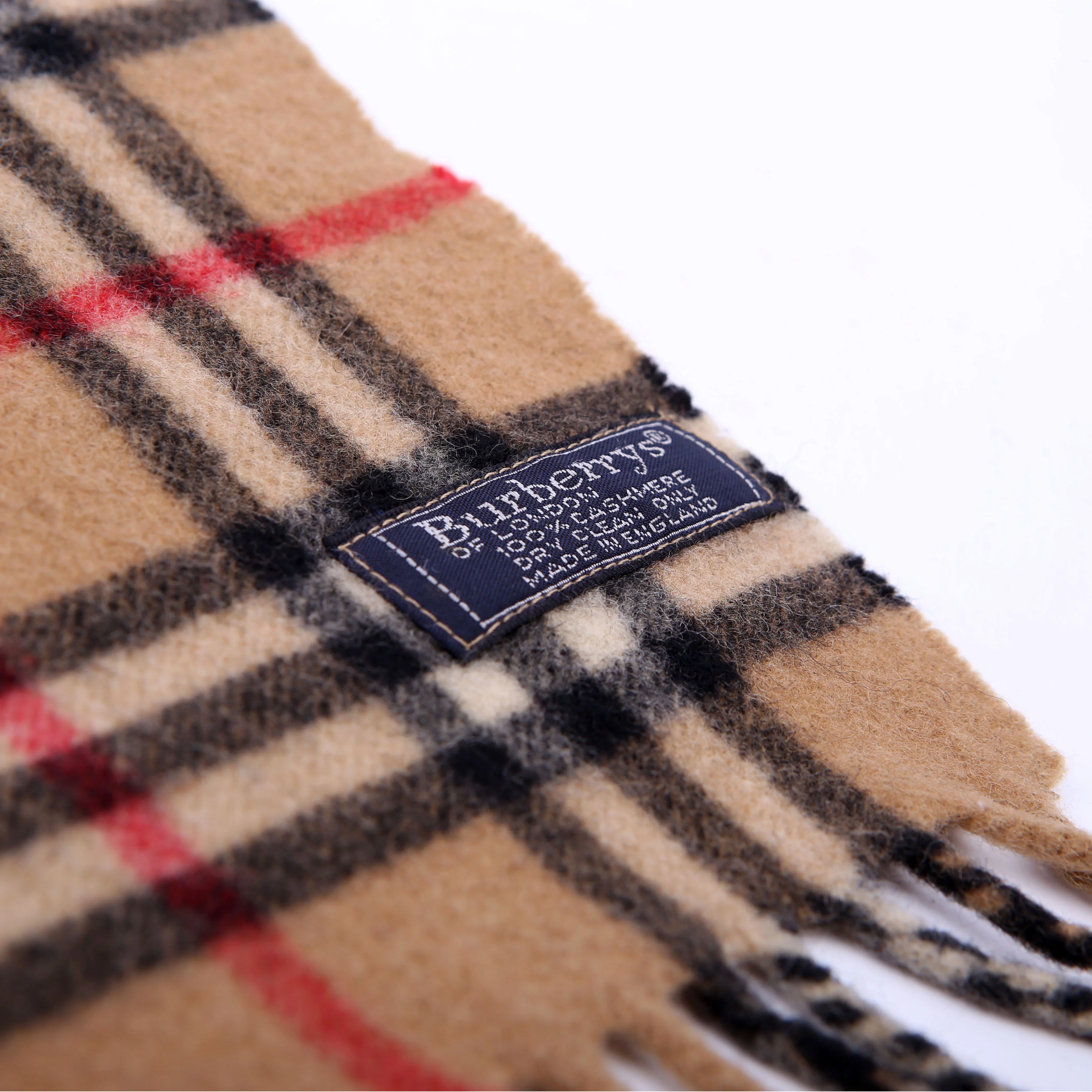 Vintage Check Fringe Cashmere Scarf - Image 3