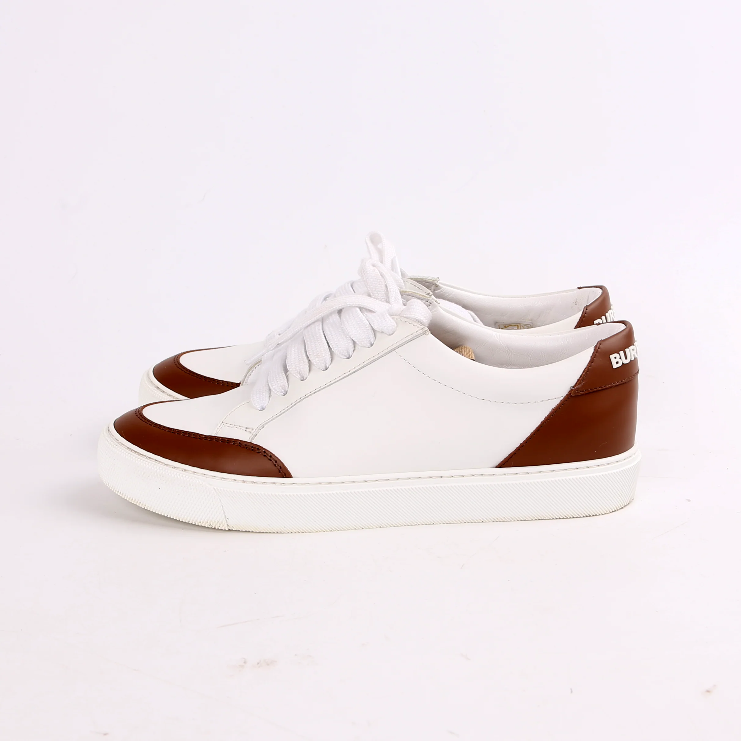 Vintage Check Leather Sneakers Size 36.5 - Image 3