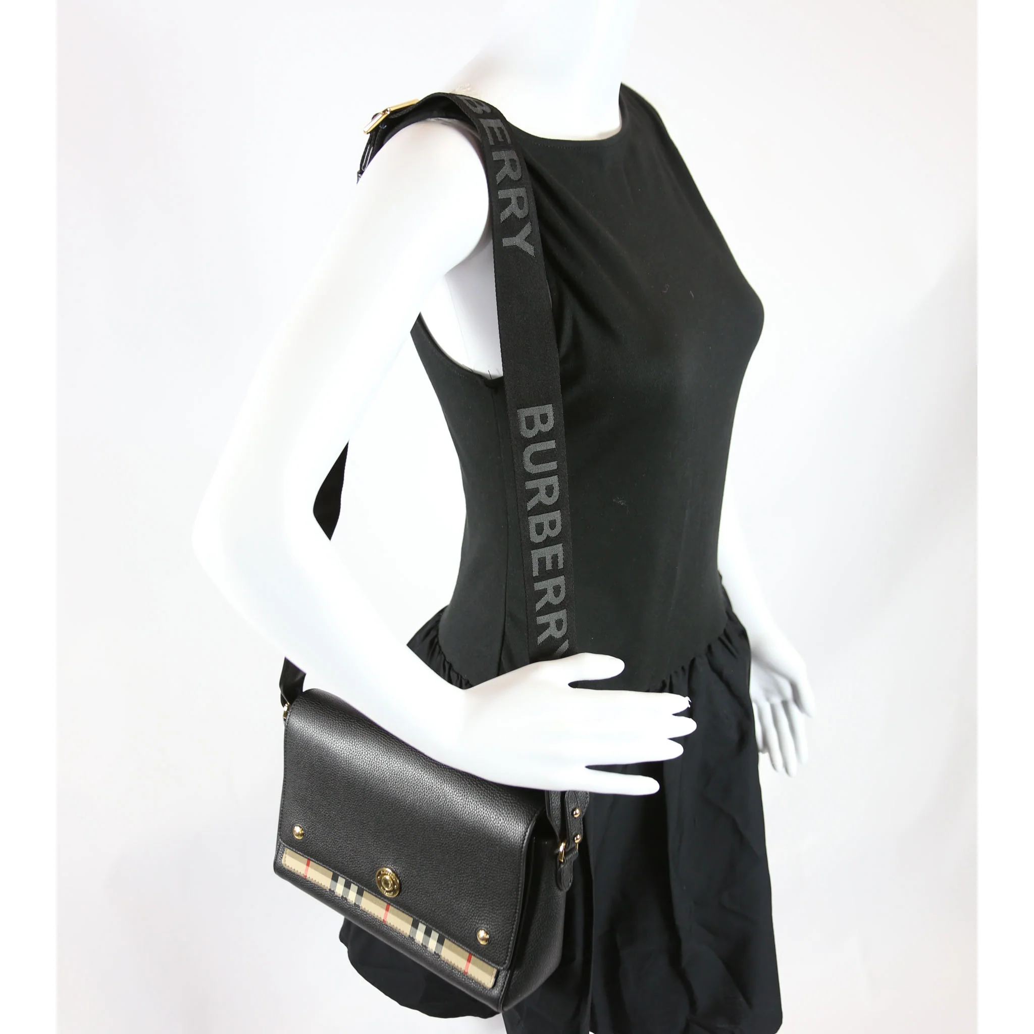 Vintage Check Note Crossbody Bag Black - Image 12