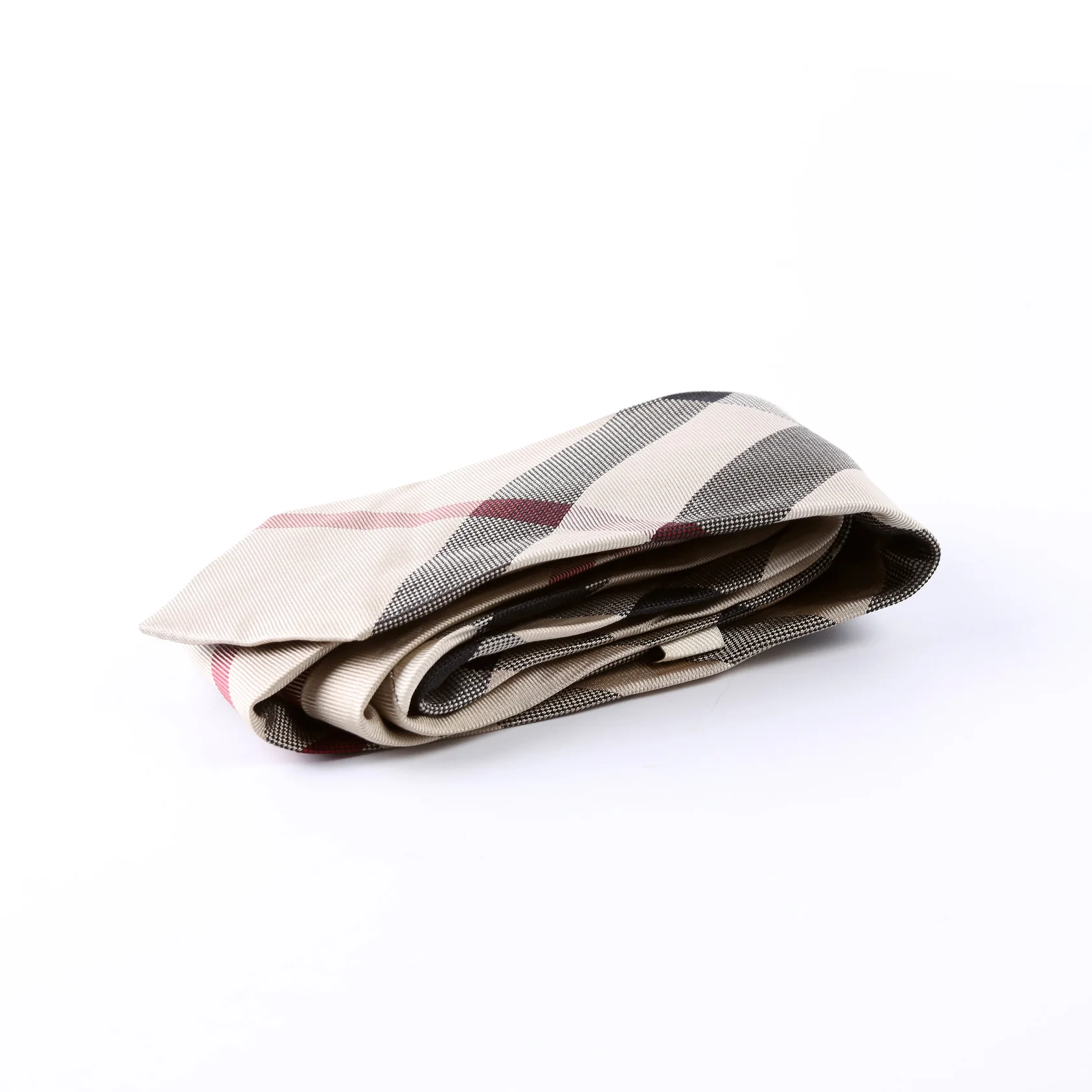 Vintage Check Silk Tie Beige - Image 2