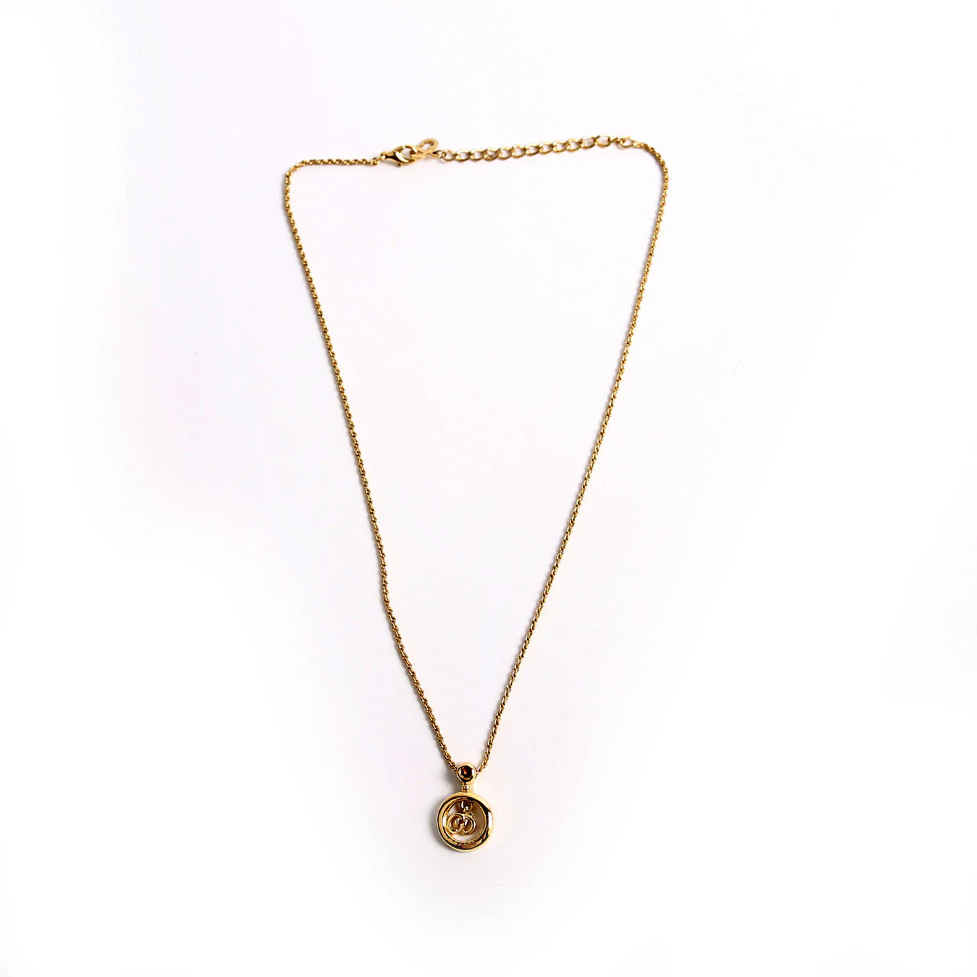 Vintage Circle CD Pendant Necklace Gold - Image 2