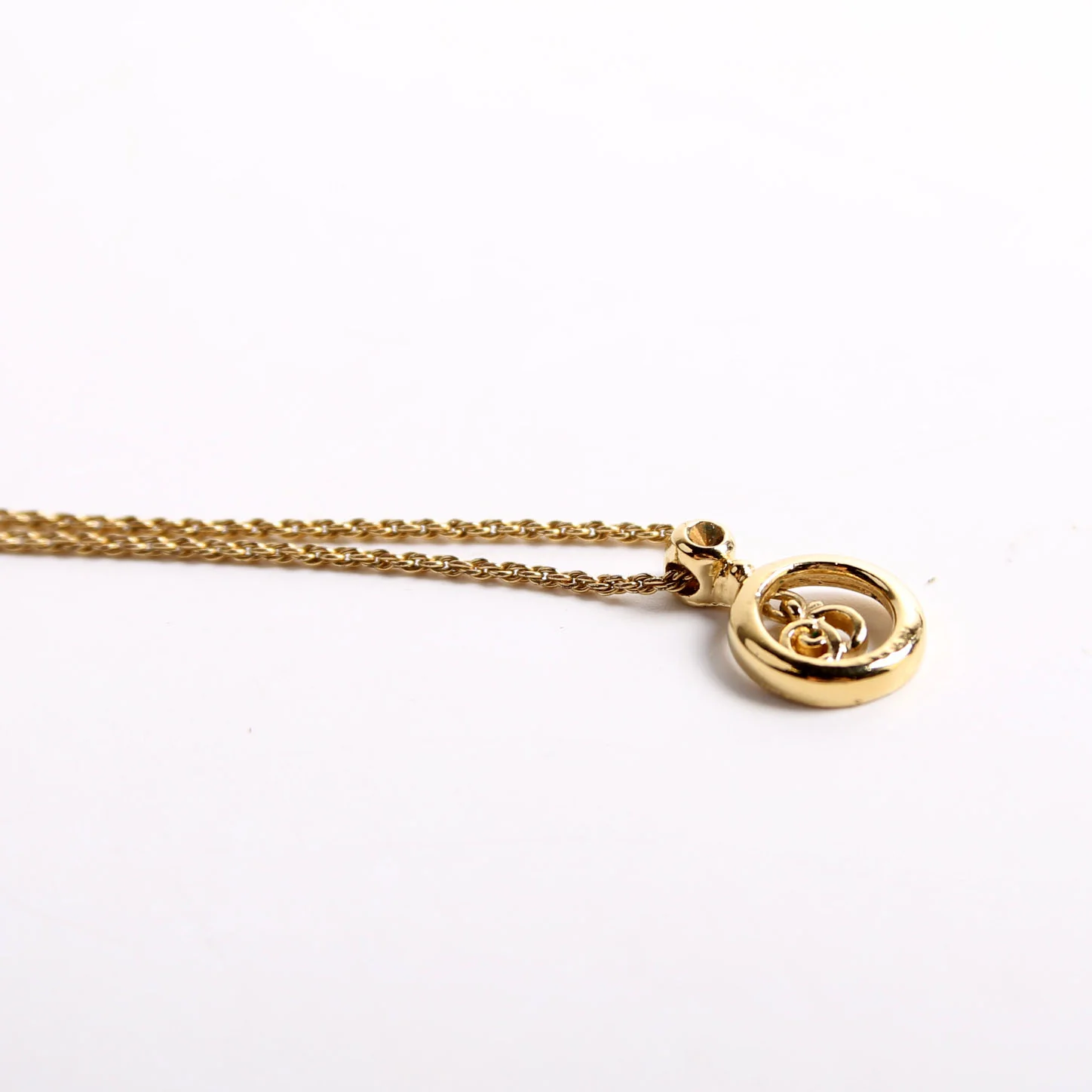 Vintage Circle CD Pendant Necklace Gold - Image 7