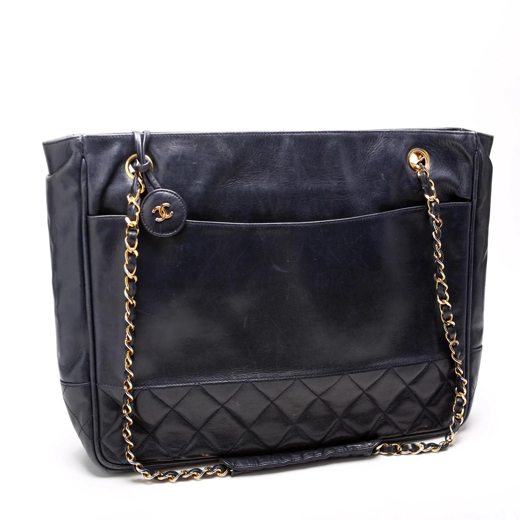 Vintage Shoulder Bag Lambskin Navy - Image 2