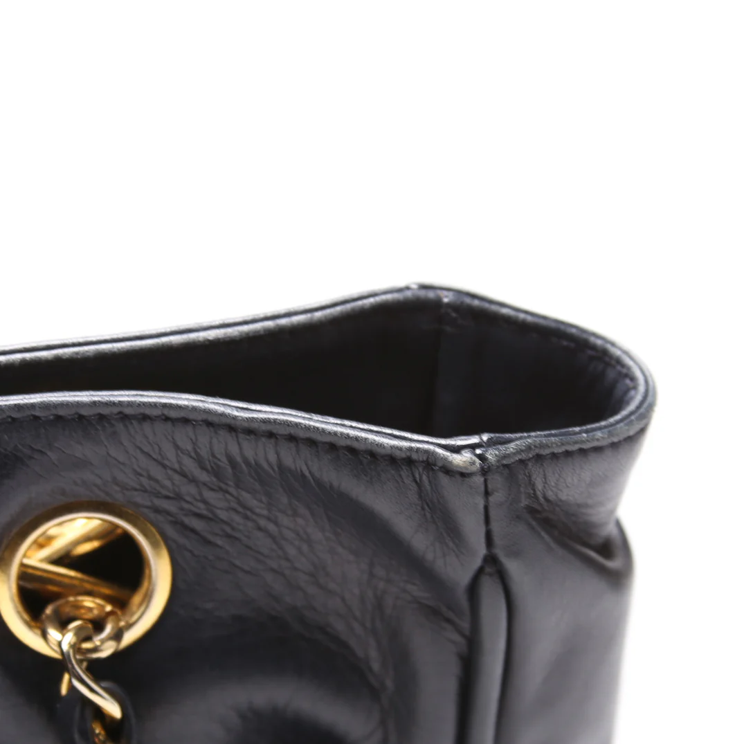 Vintage Shoulder Bag Lambskin Navy - Image 6