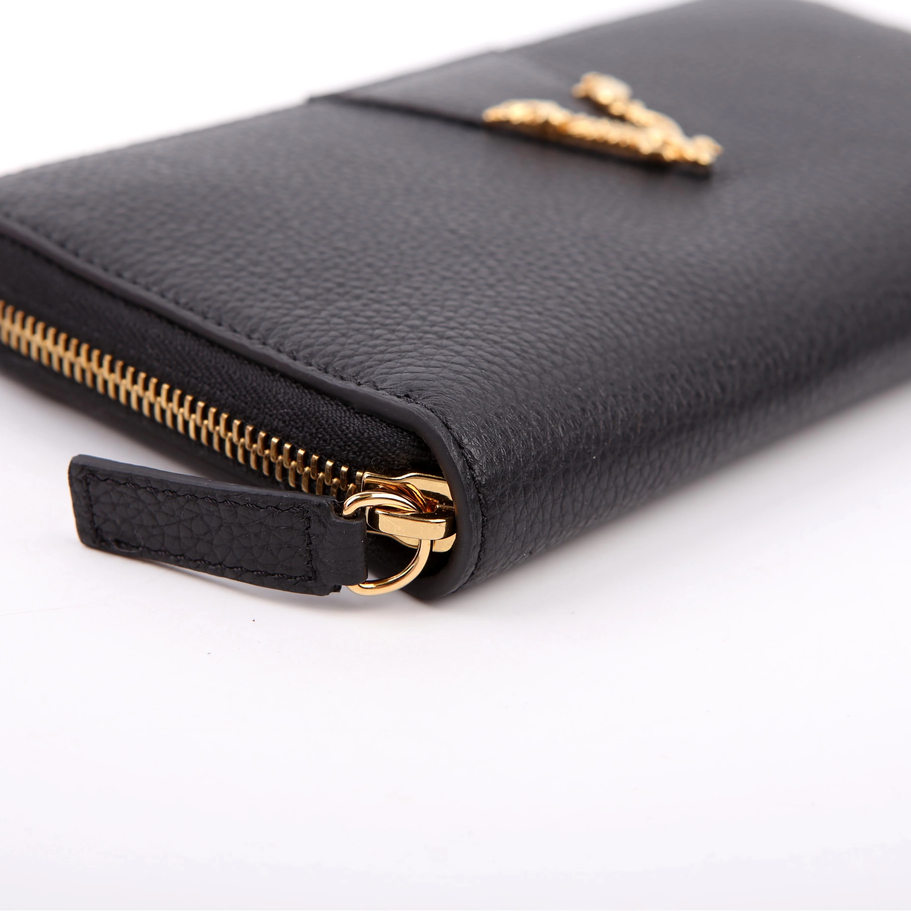 Virtus Leather Zip Around Long Wallet Black - Image 5