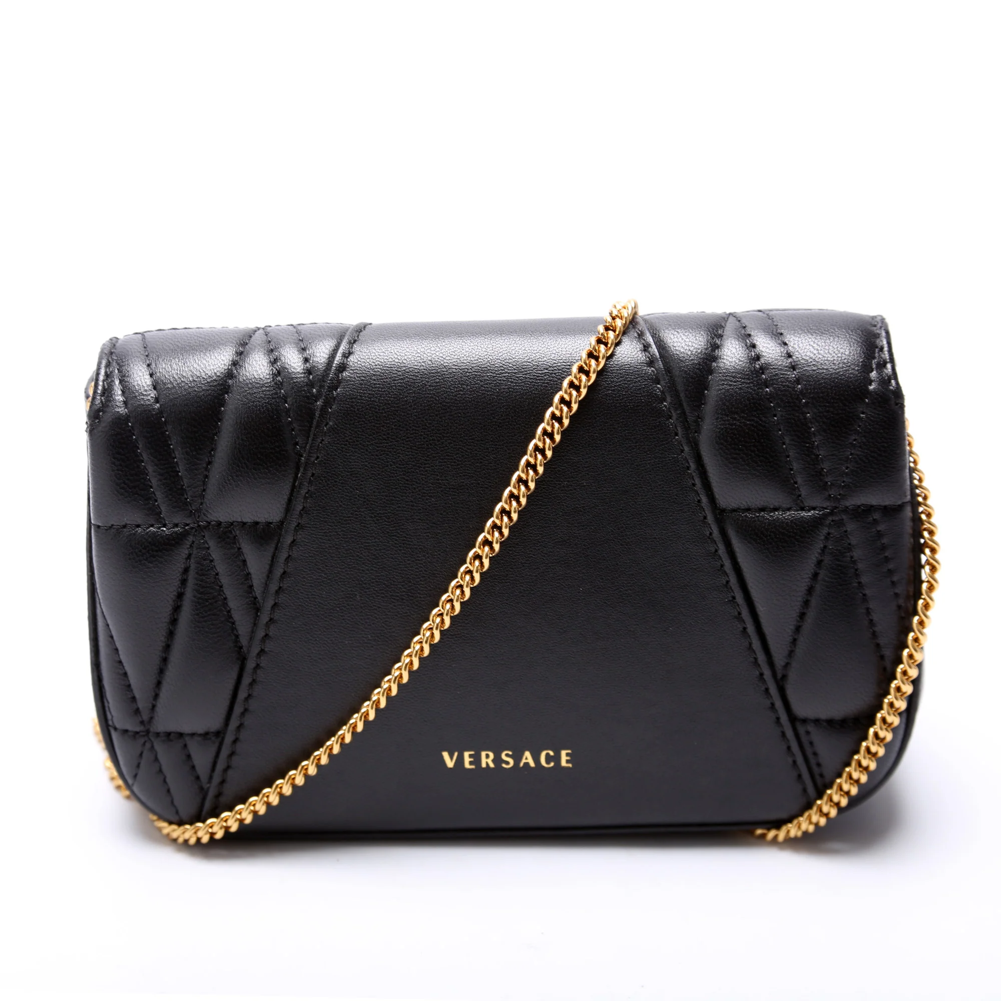 Virtus Quilted Leather Chain Bag Black - Image 3