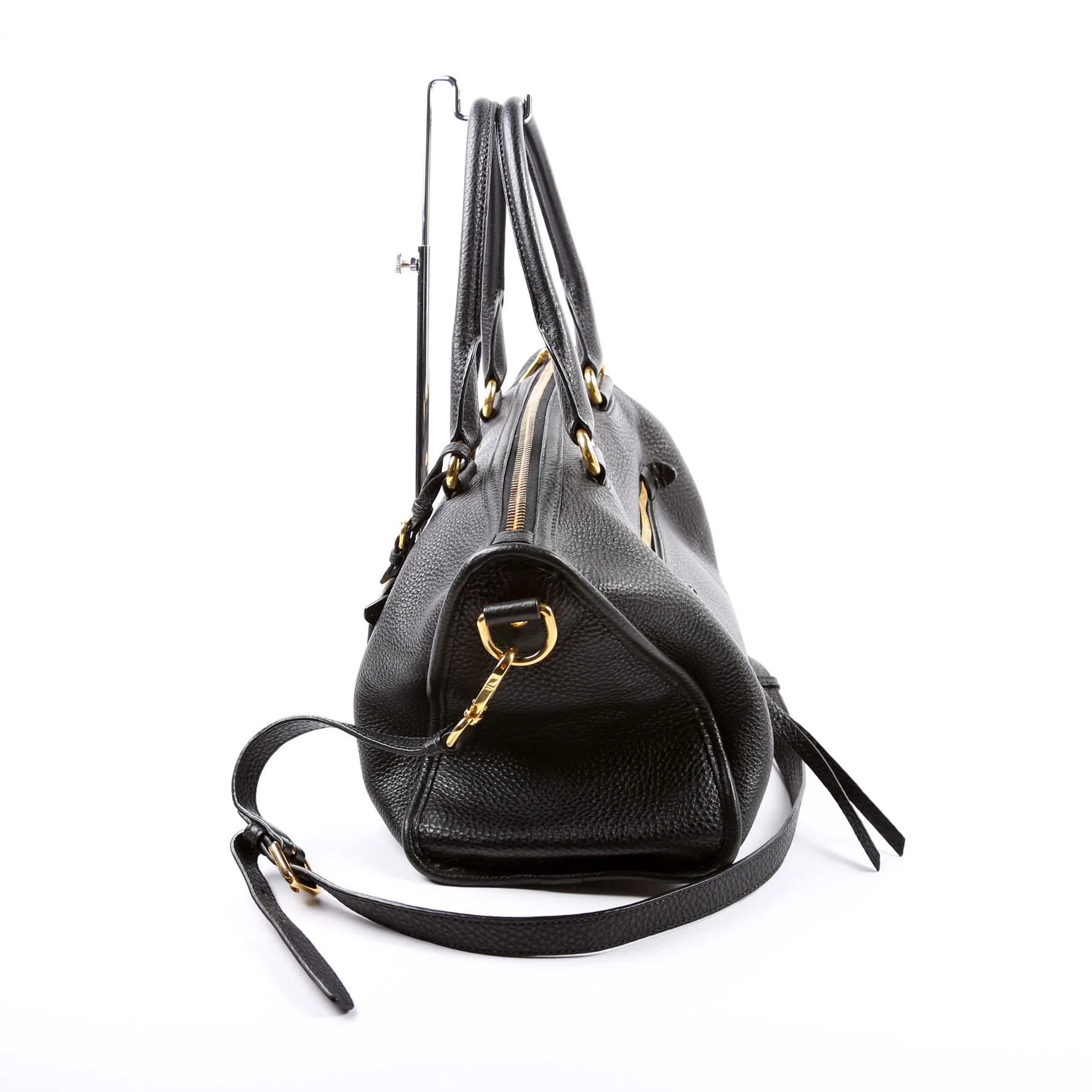 Vitello Daino Zip Shopping Satchel Large Black - Image 4