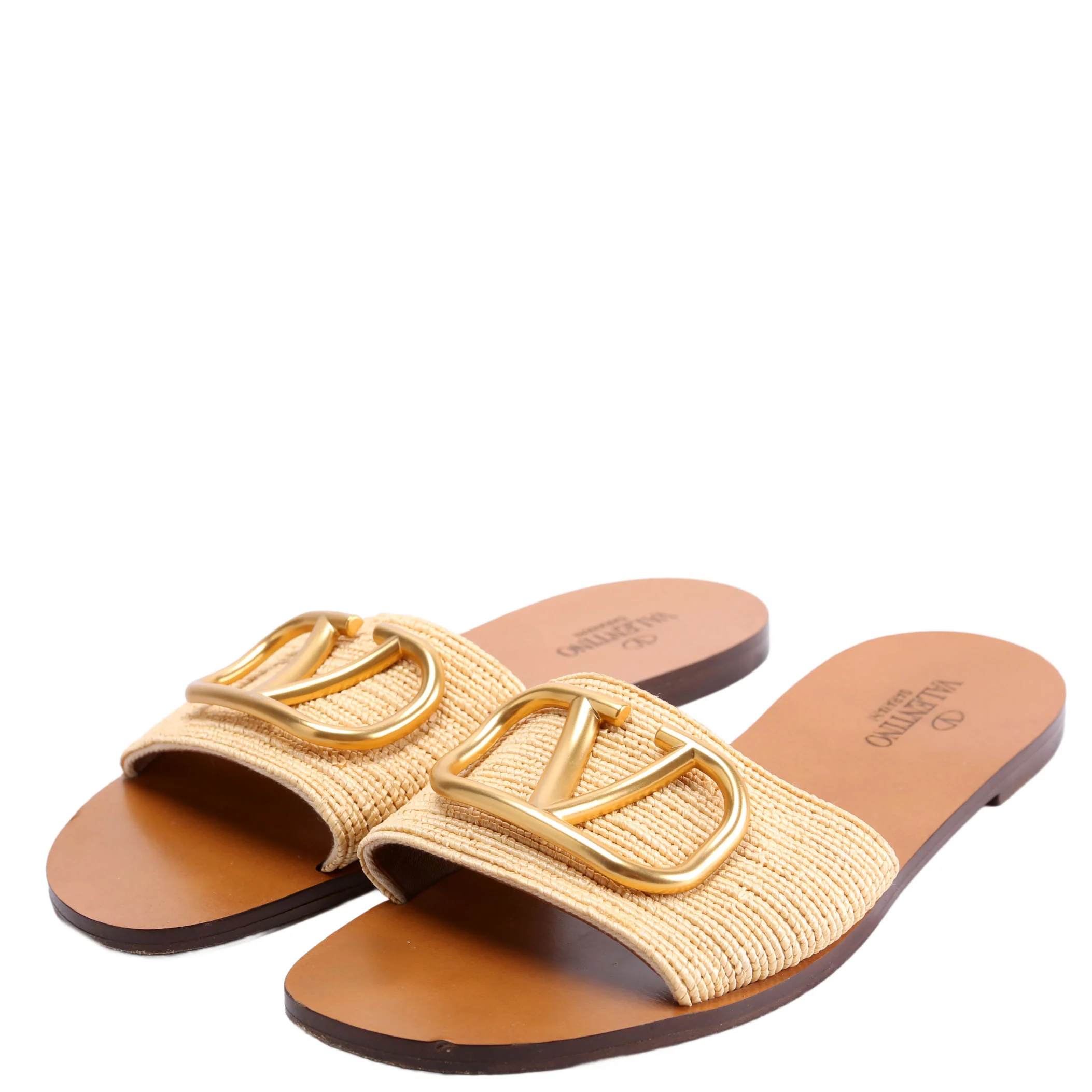 Vlogo Raffia Slide Sandals Size 37.5