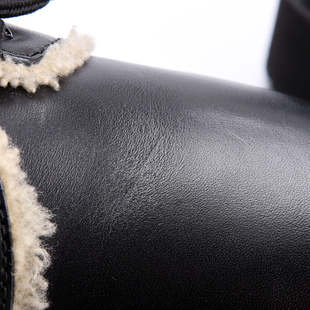 Vlogo Shearling Combat Boots Size 37 Black - Image 6