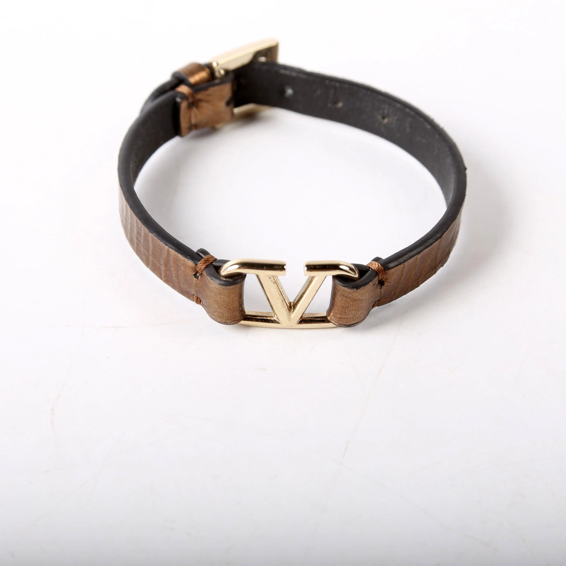 VLogo Signature Metallic Leather Bronze - Image 2