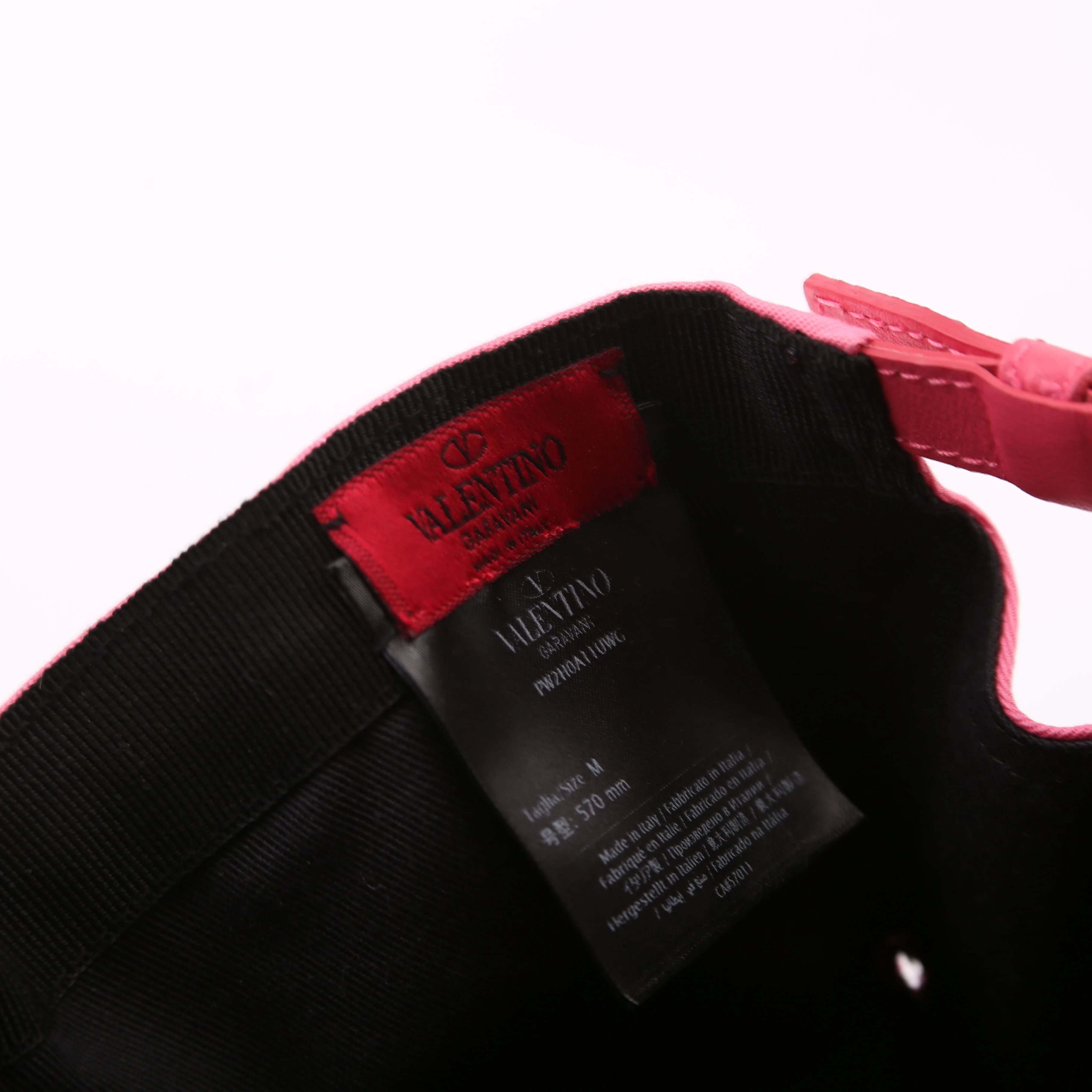 VLTN Logo Baseball Cap Hat Size M Pink/White - Image 7