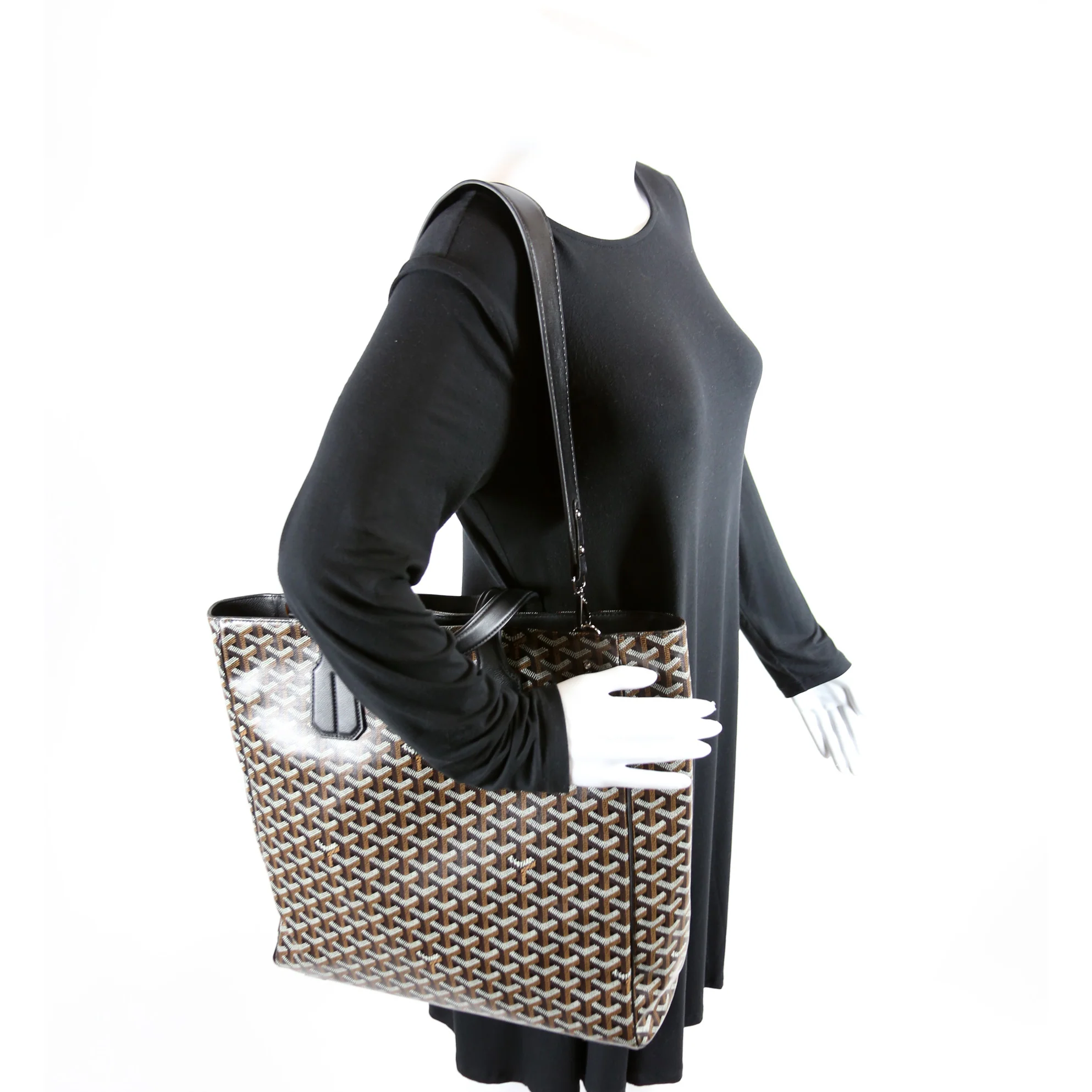 Voltaire Goyardine Canvas Tote Black - Image 9