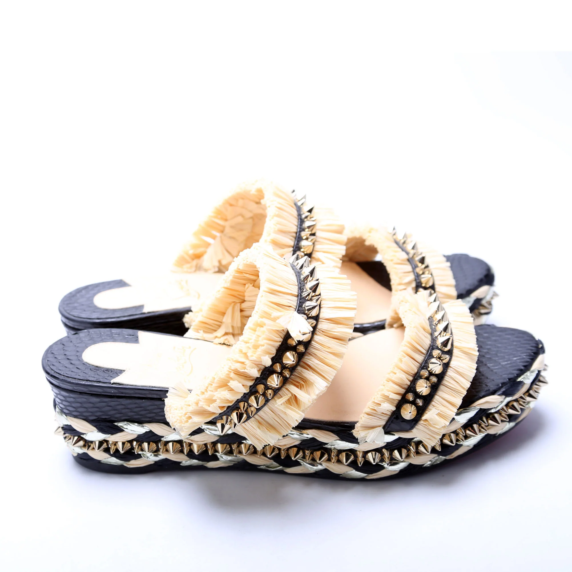 Voltinoudou Raffia Studded Spike Sandals Siz 39 - Image 3