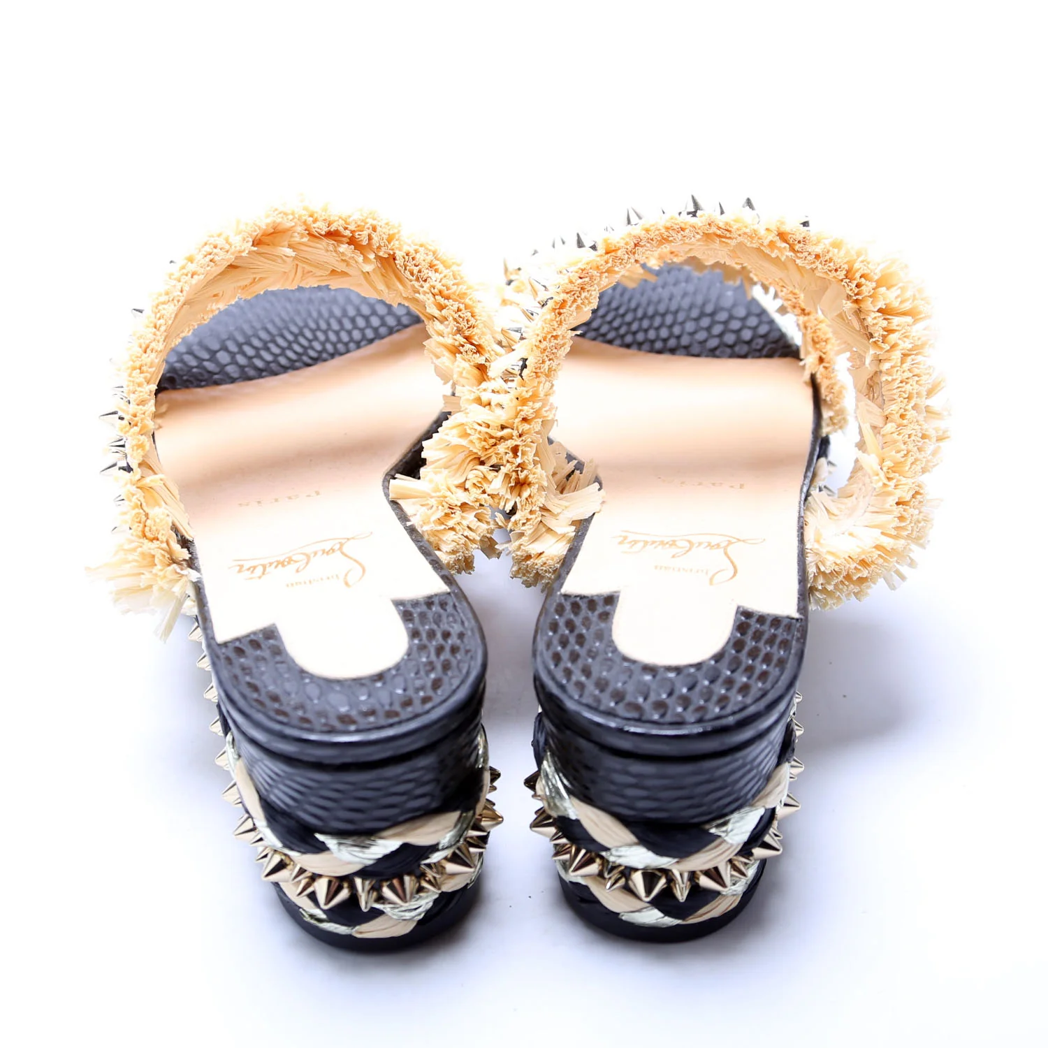 Voltinoudou Raffia Studded Spike Sandals Siz 39 - Image 4