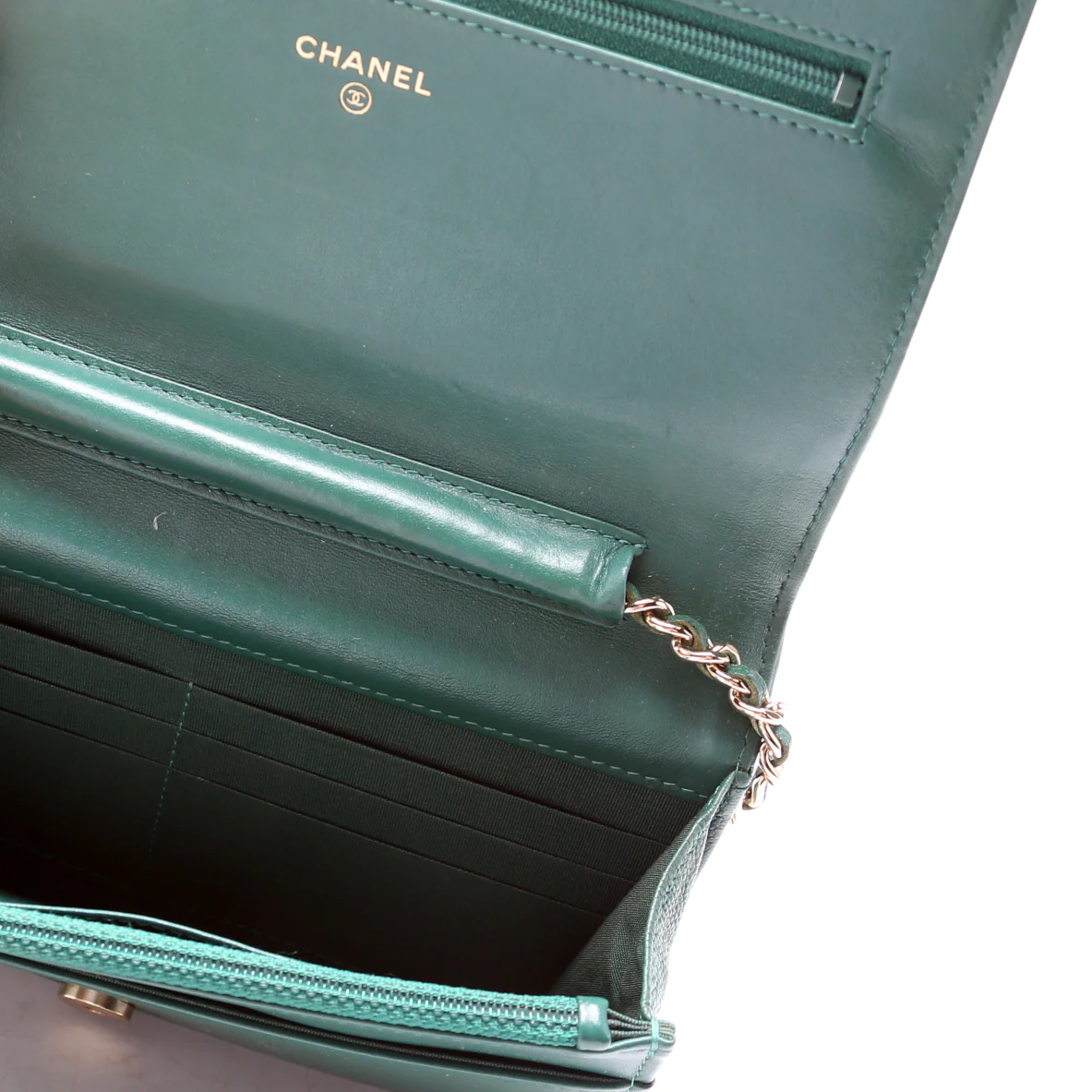 Wallet On Chain Boy Chevron Caviar Leather Green - Image 7