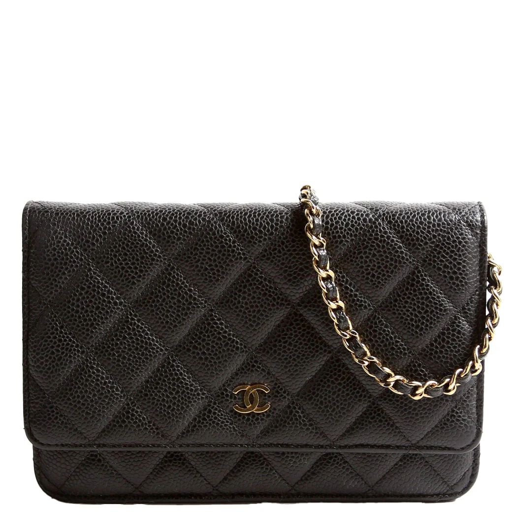 Wallet on Chain Classic Quilted Caviar Black
