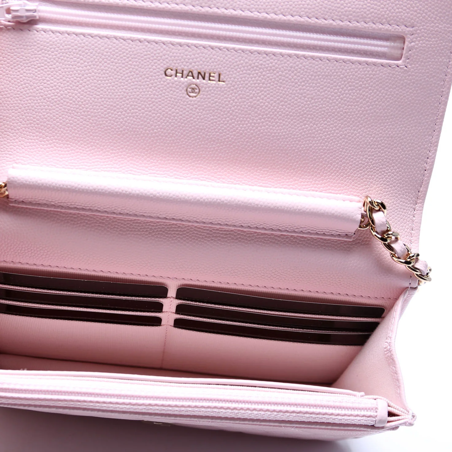Wallet On Chain Crystal CC Quilted Caviar RFID - Image 7