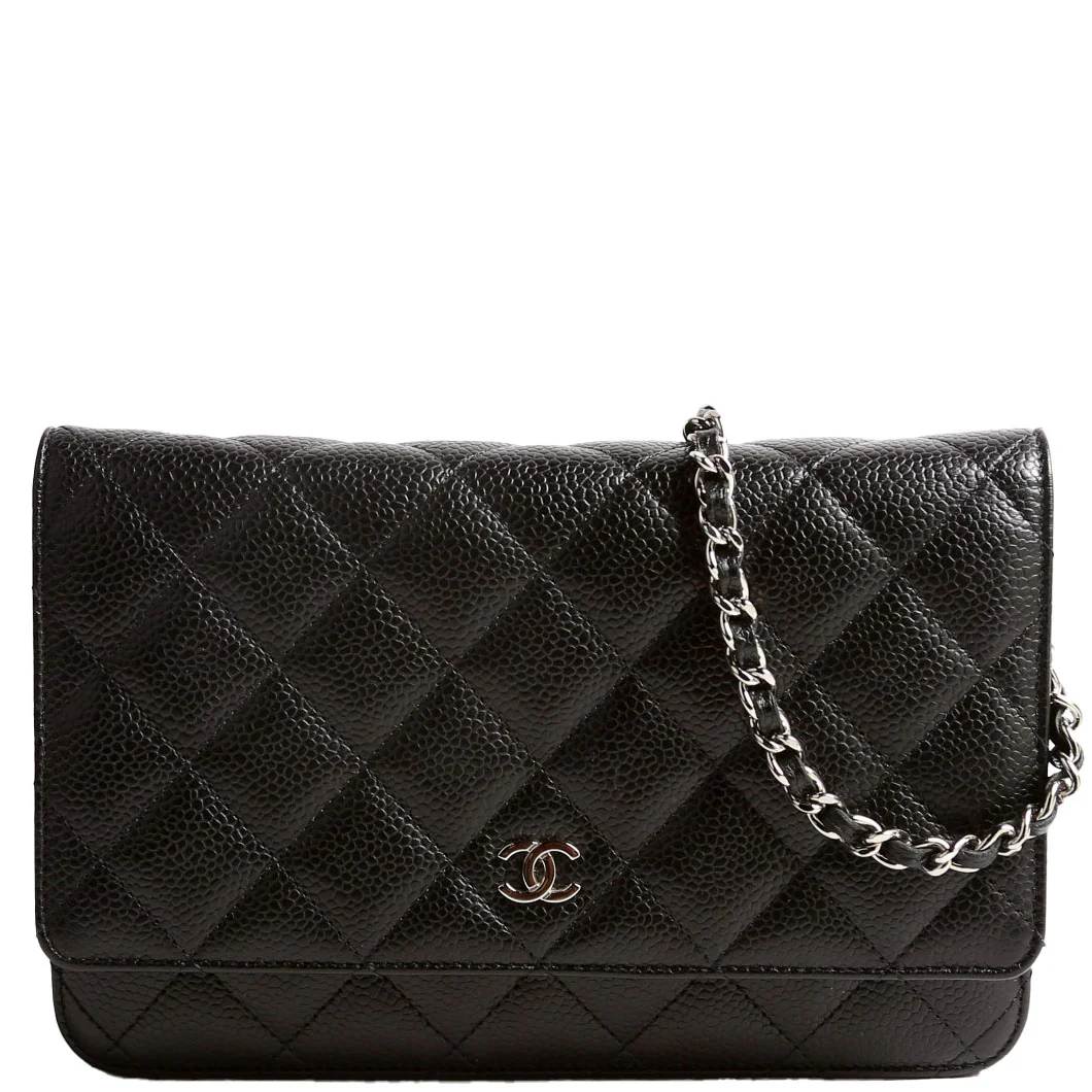 Wallet On Chain Quilted Caviar RFID Black