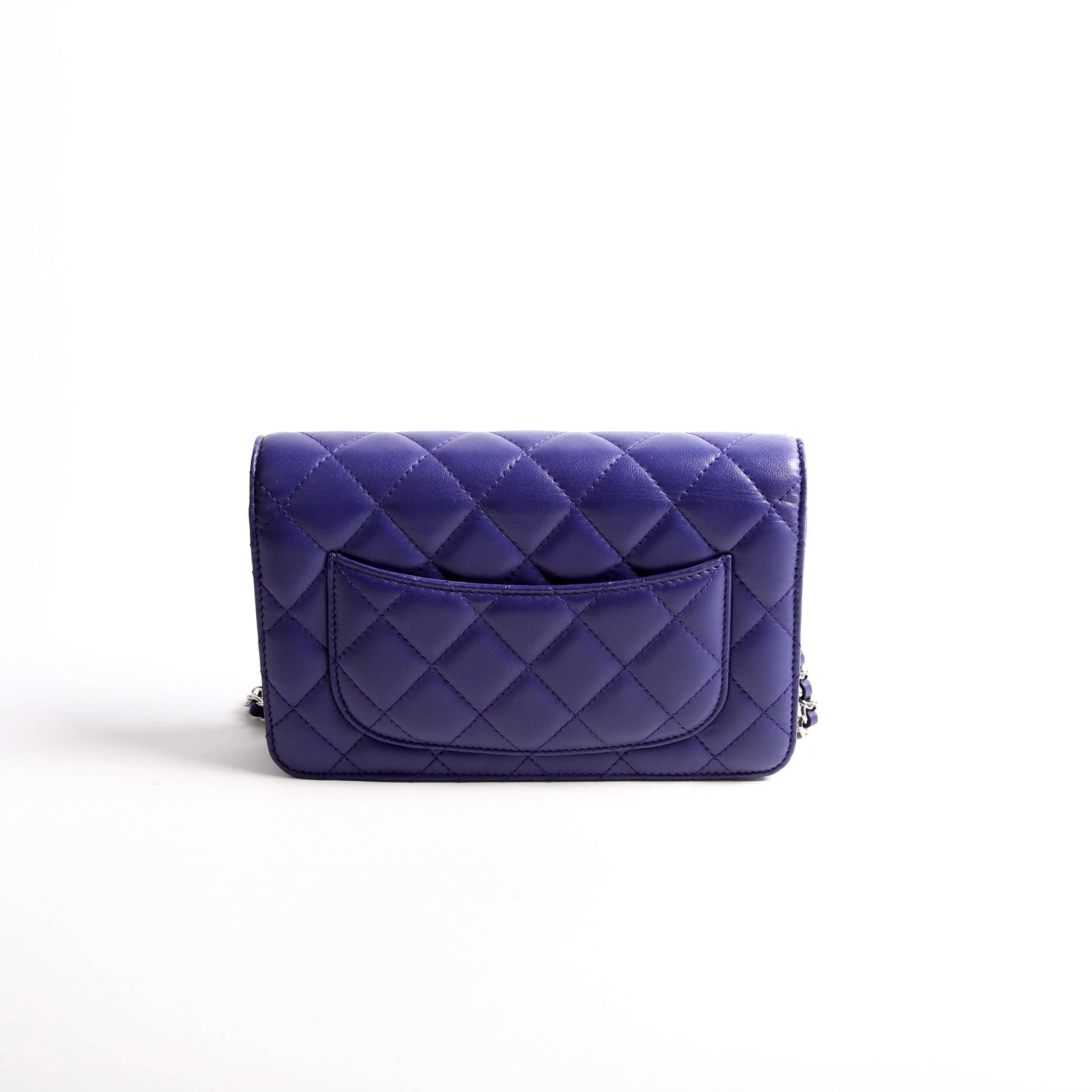 Wallet On Chain Quilted Lambskin Blue - Image 2