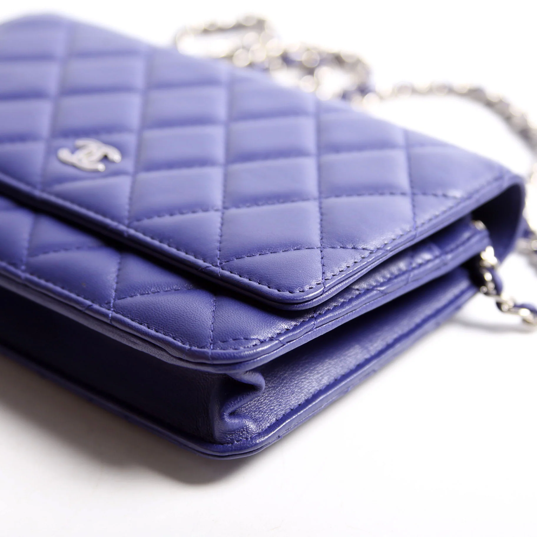 Wallet On Chain Quilted Lambskin Blue - Image 5