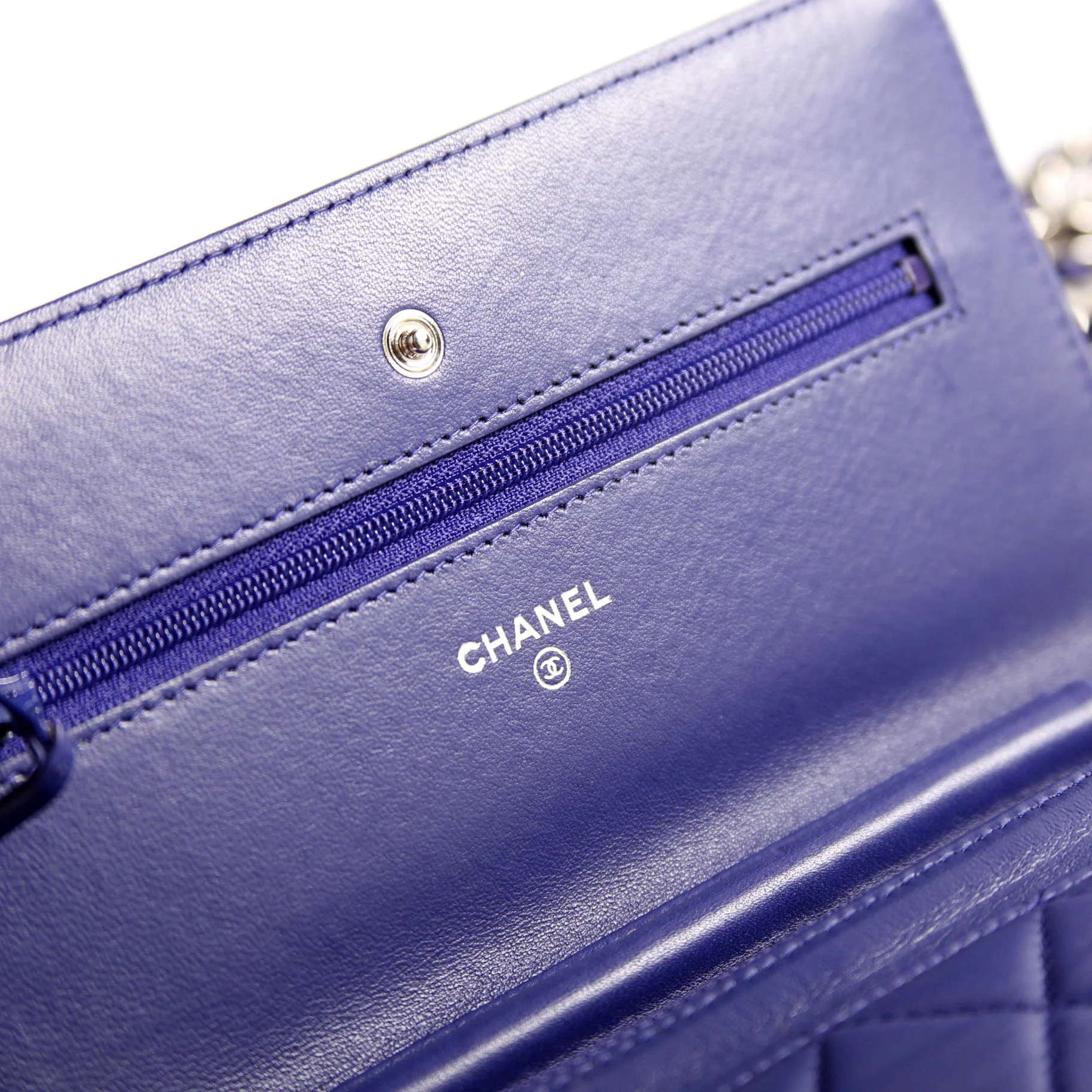 Wallet On Chain Quilted Lambskin Blue - Image 7