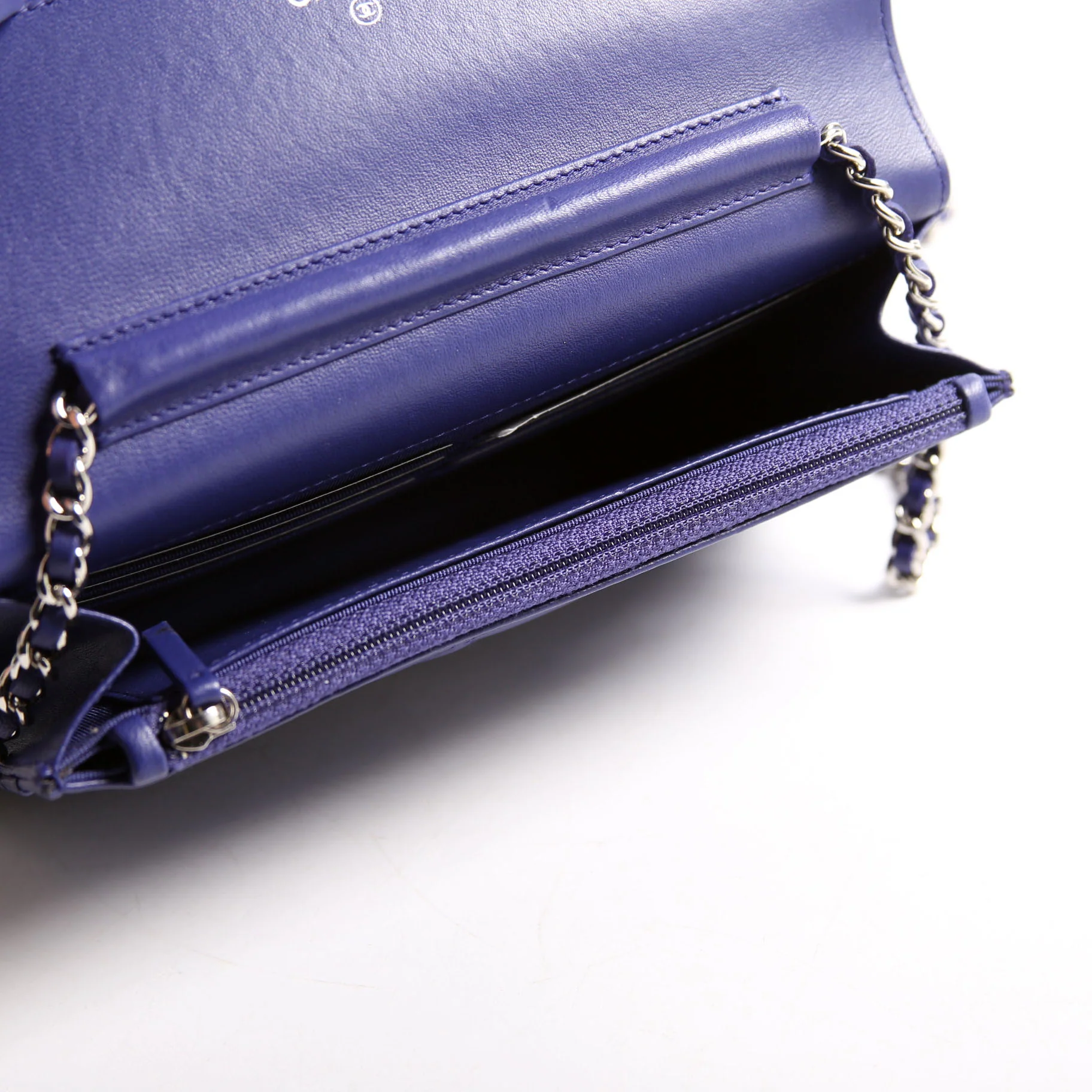 Wallet On Chain Quilted Lambskin Blue - Image 8