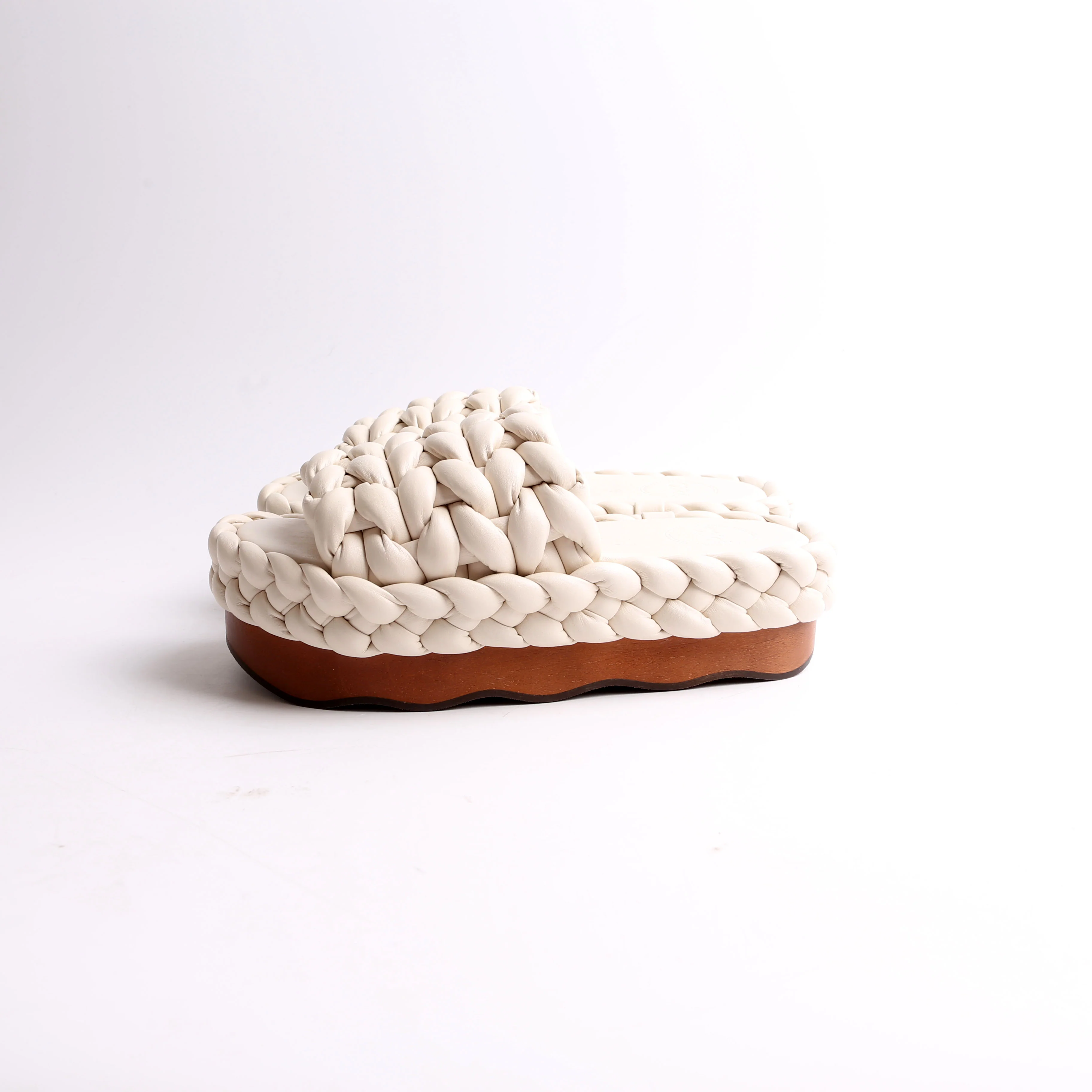 Wavy Leather Platform Slides Size 38 - Image 2