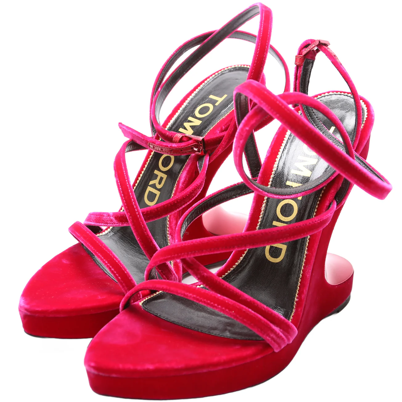 Wavy Velvet Wedge Sandals Size 39