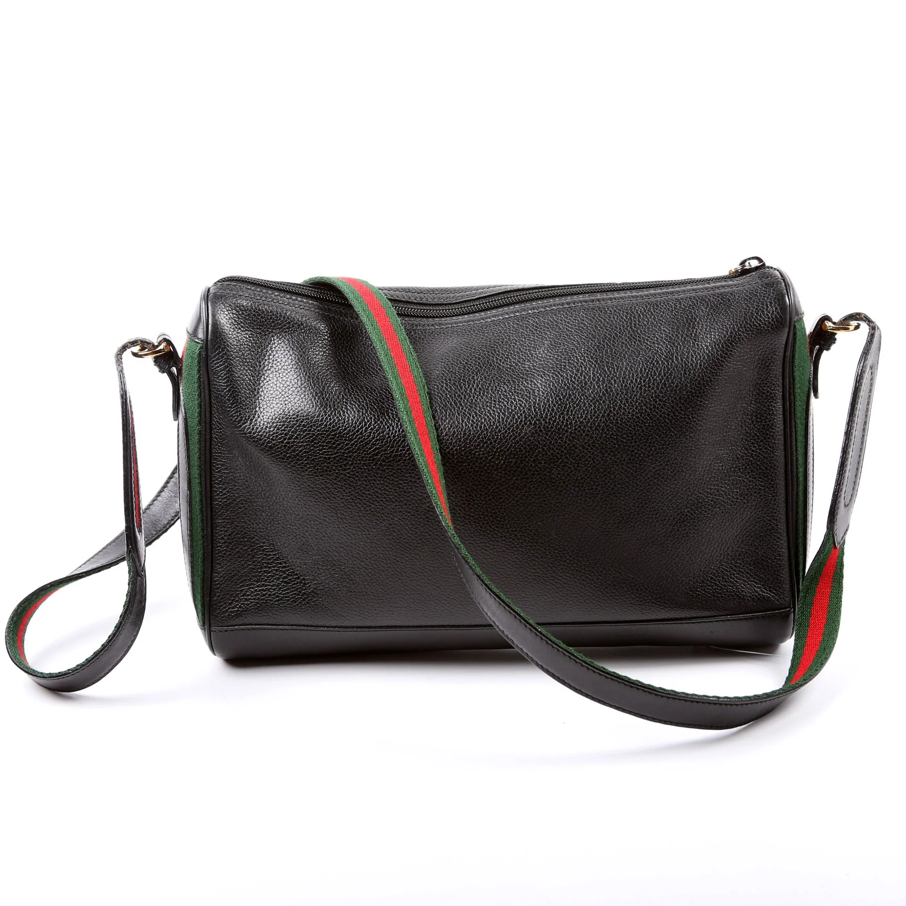 Web Stripe Leather Messenger Bag Vintage Black - Image 3