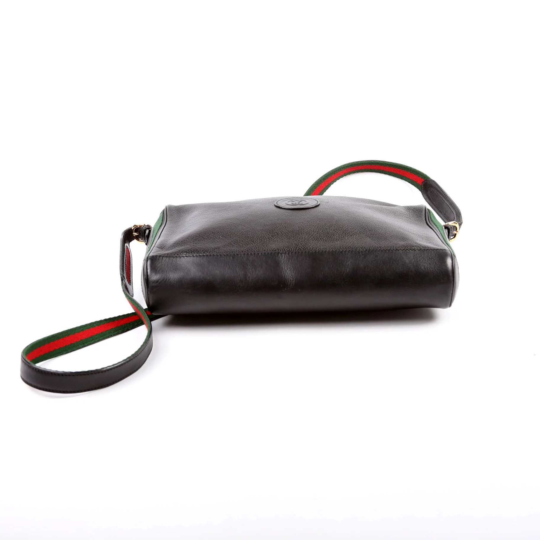 Web Stripe Leather Messenger Bag Vintage Black - Image 4