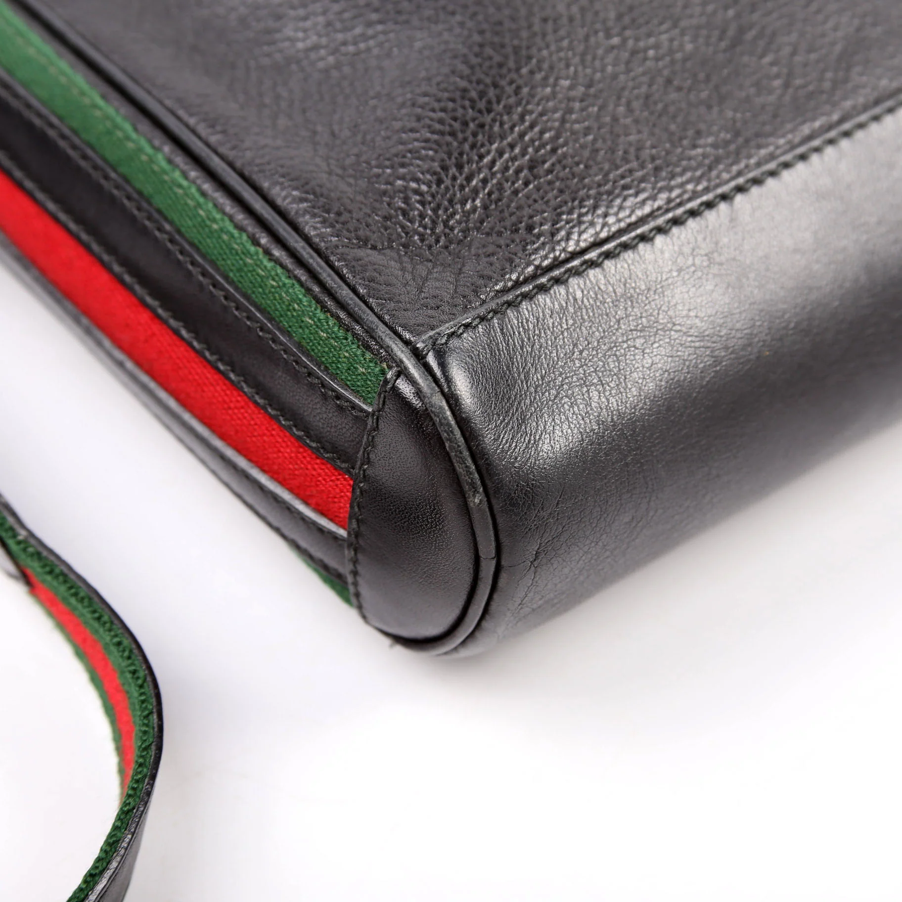 Web Stripe Leather Messenger Bag Vintage Black - Image 5
