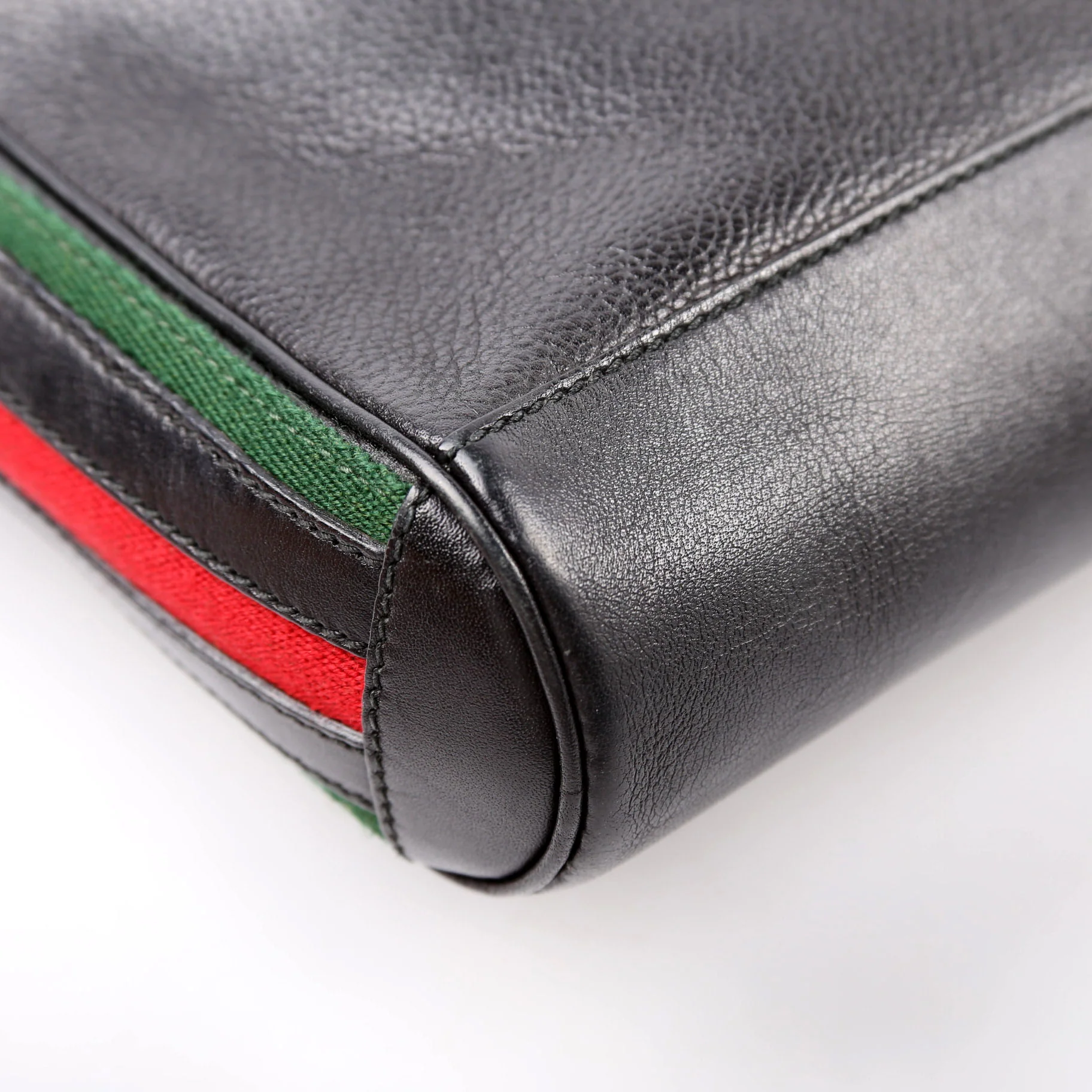 Web Stripe Leather Messenger Bag Vintage Black - Image 7