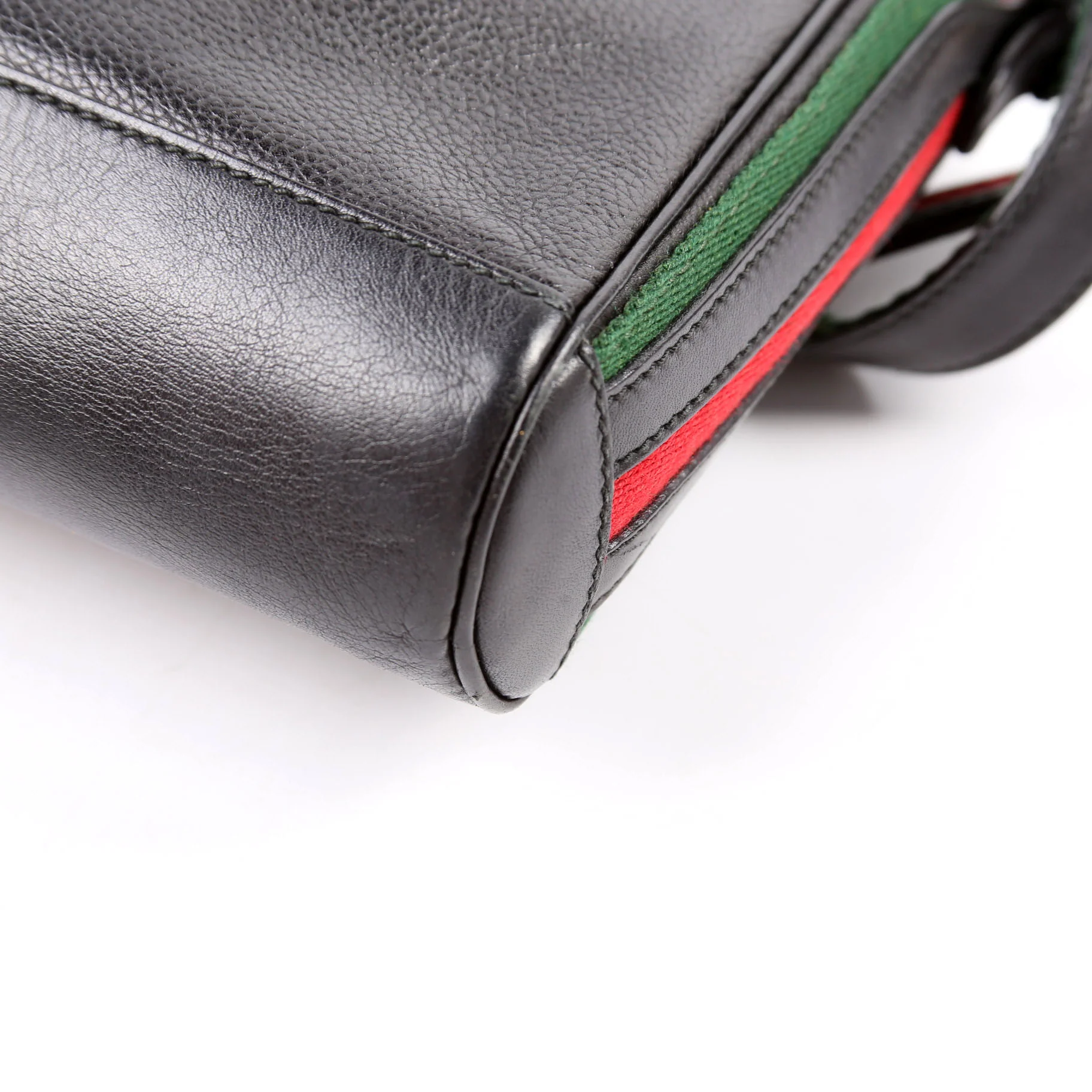 Web Stripe Leather Messenger Bag Vintage Black - Image 8